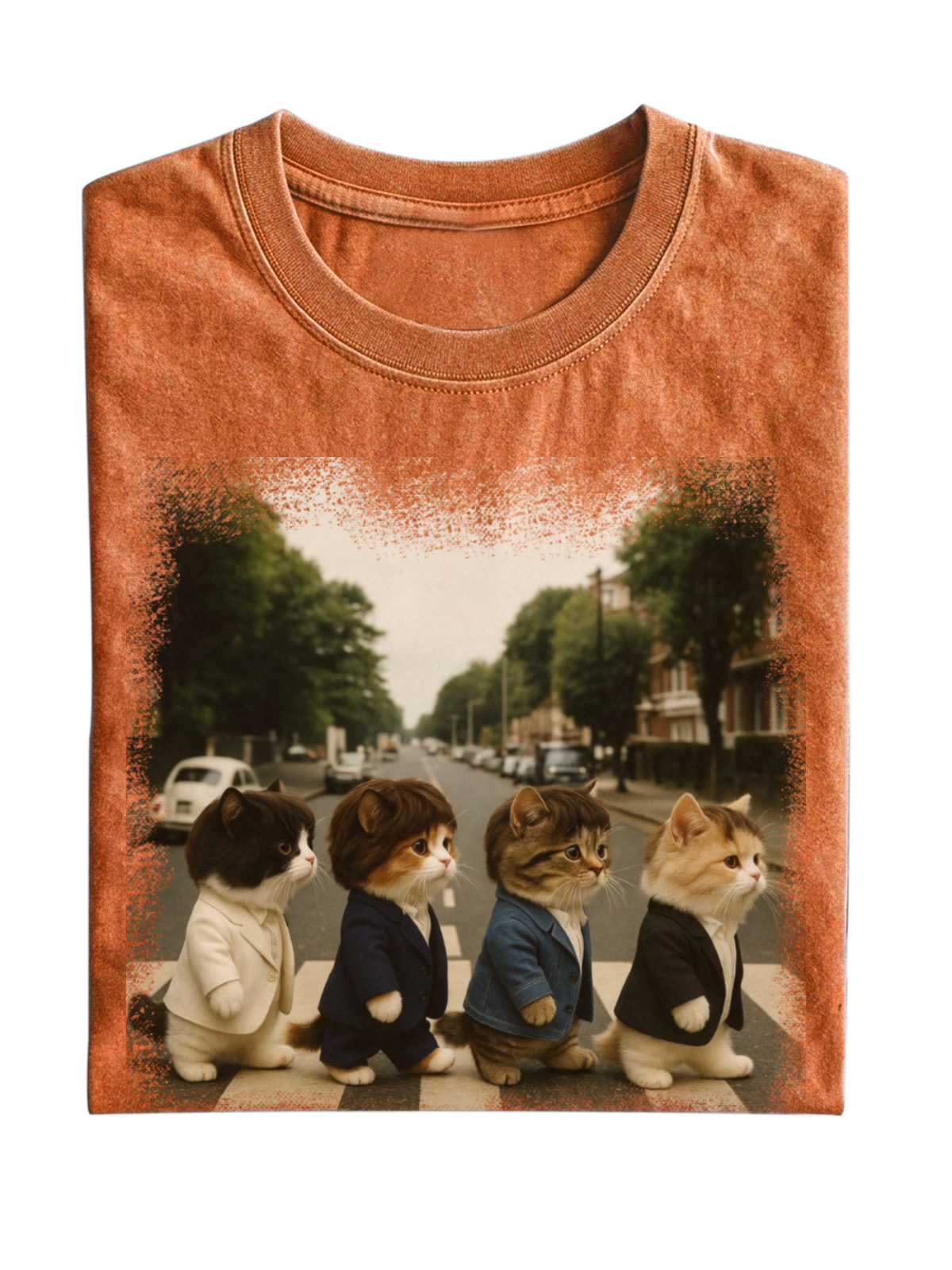 Retro Cat Band Cotton T-shirt