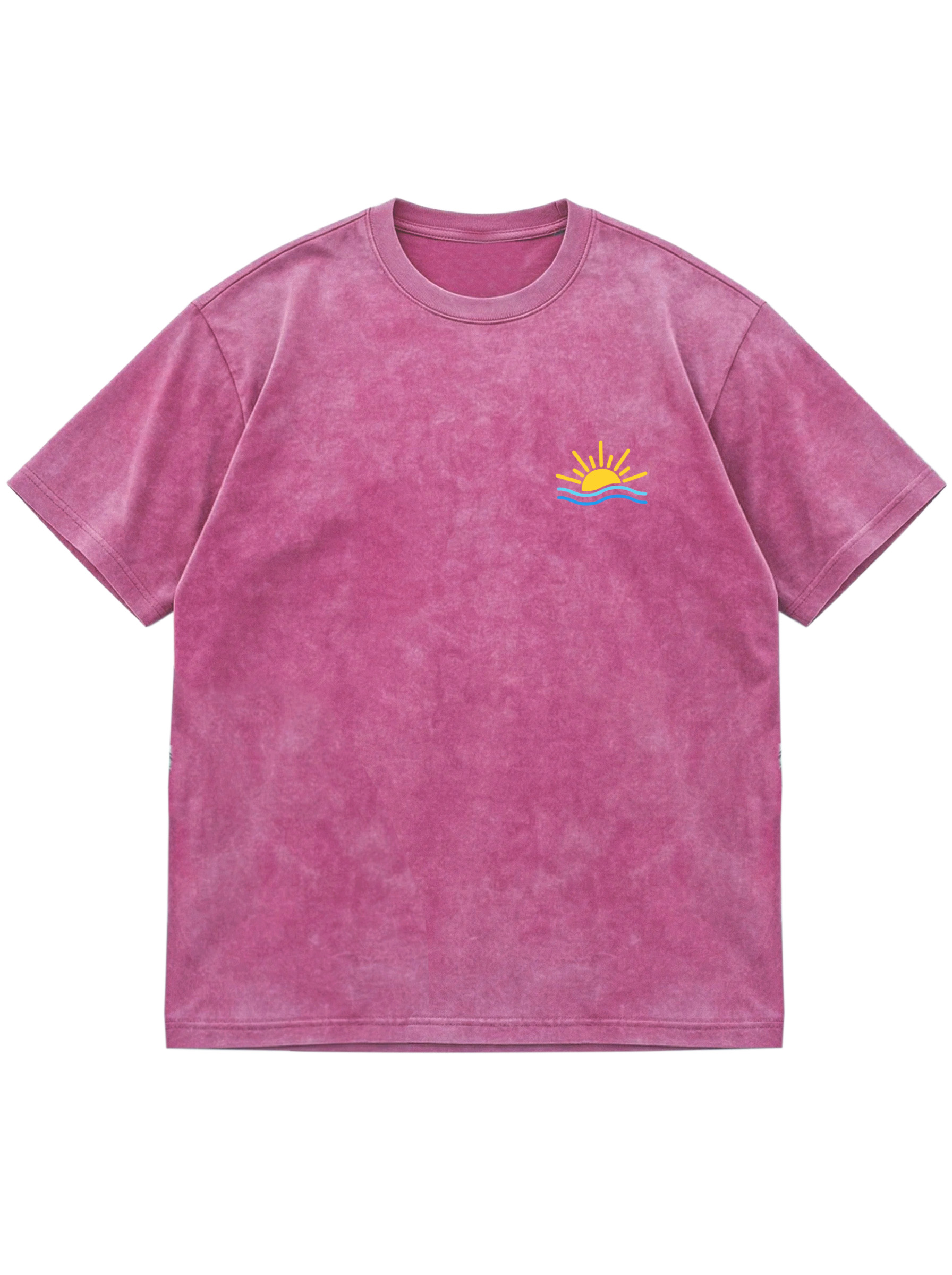 Hawaiian Sun Wave Printed Cotton Short Sleeve T-shirt