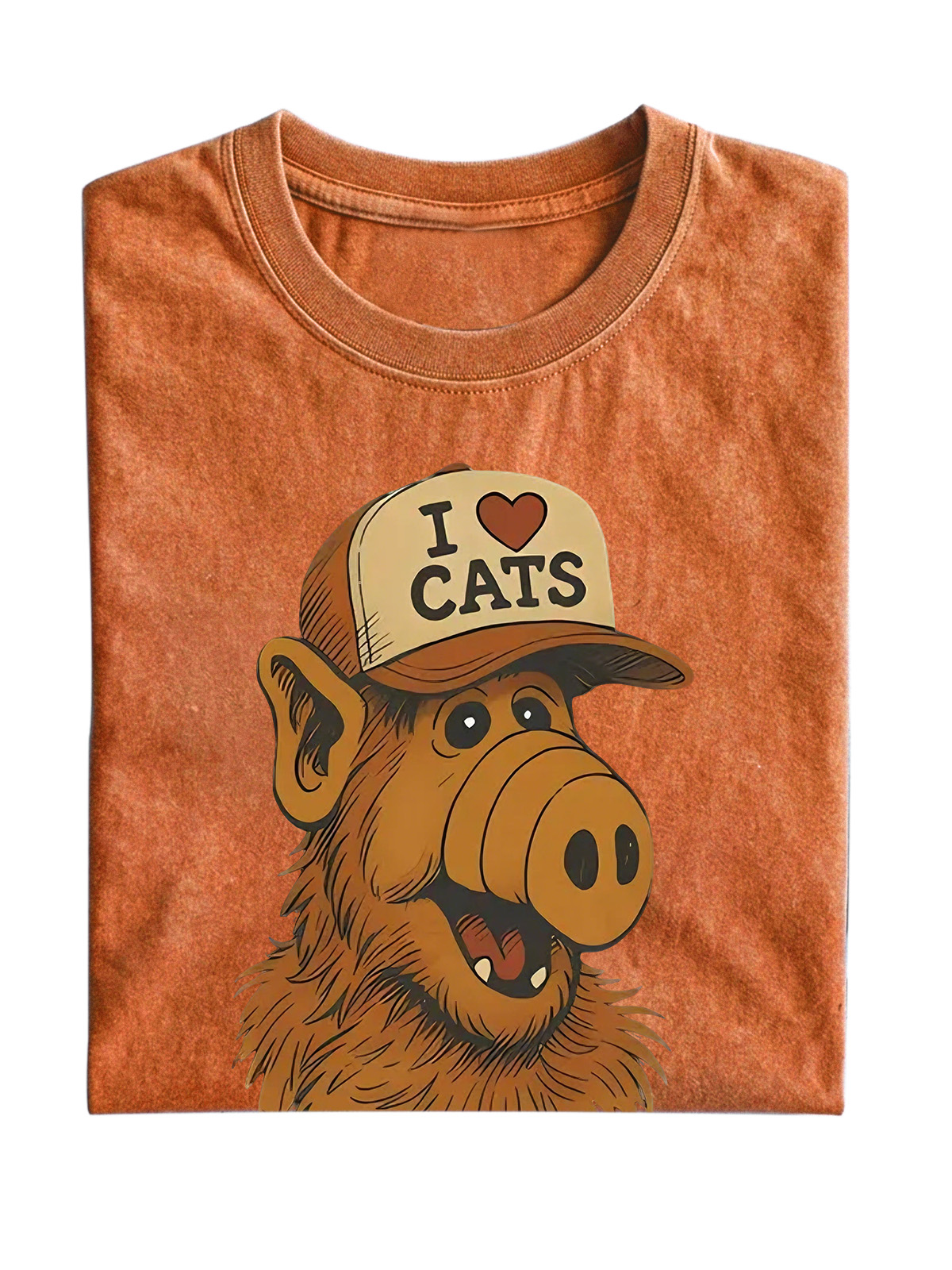 Retro I Love Cats Cotton Short-sleeved T-shirt