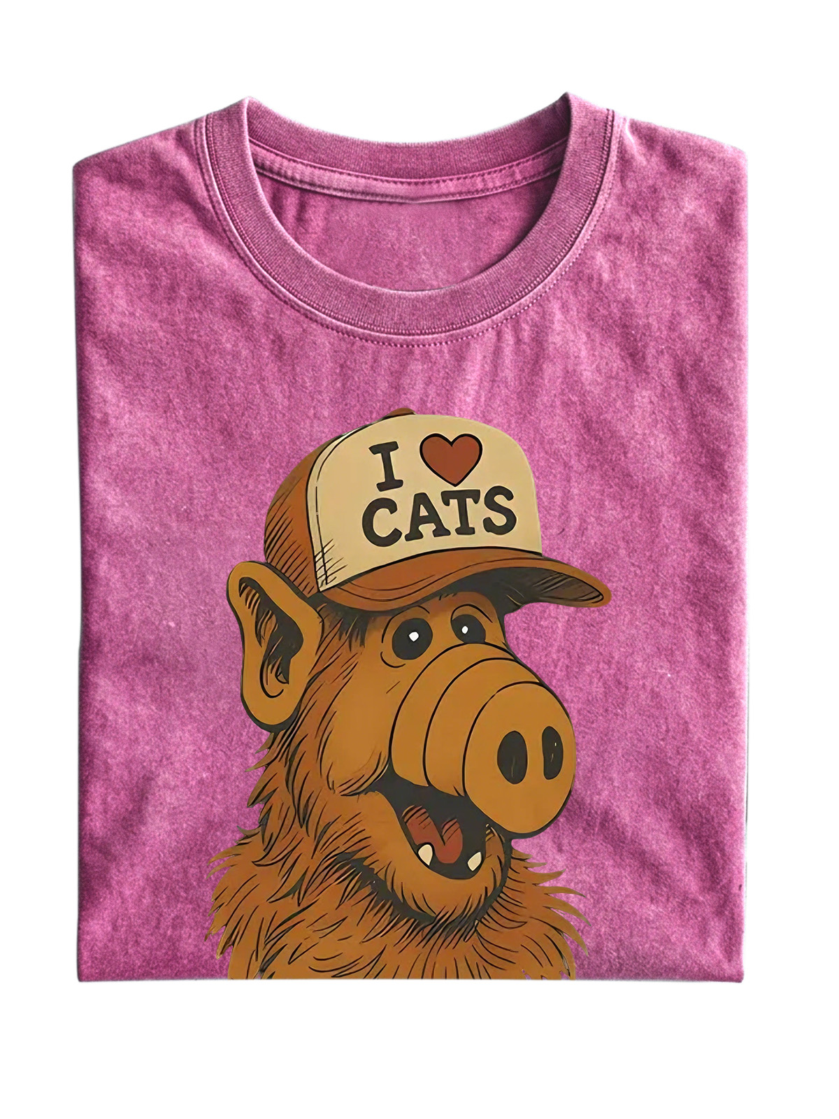 Retro I Love Cats Cotton Short-sleeved T-shirt
