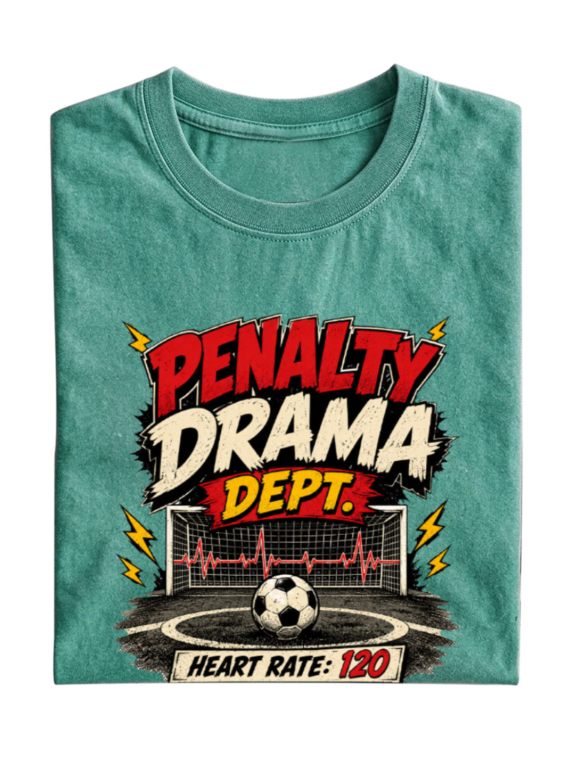 Men’s Vintage Washed Oversized T-Shirt with Penalty Drama Soccer Graphic