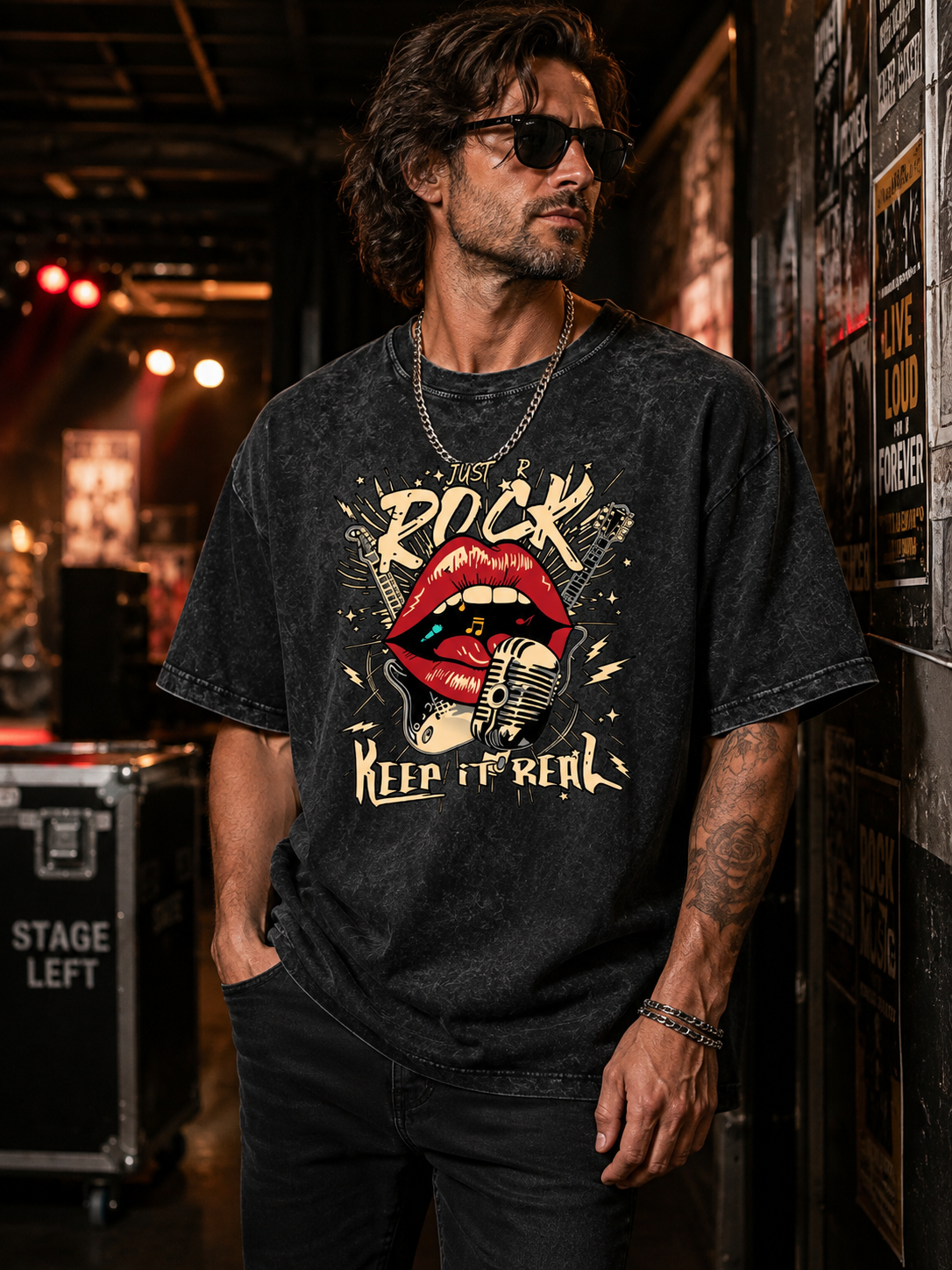 Rock Keep It Real Graphic Washed Short-sleeve T-shirt