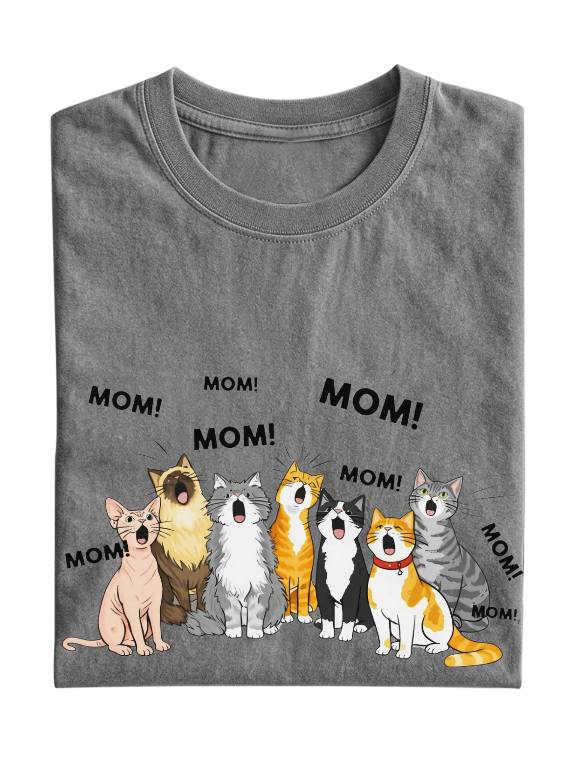 Mom mom mom Stylish Cat Cotton Short-sleeve T-shirt