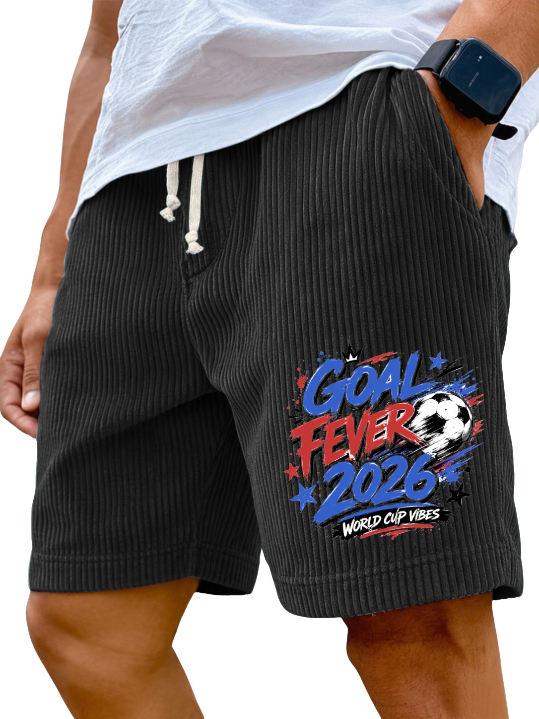 Men’s Corduroy Goal Fever Soccer Graphic Shorts