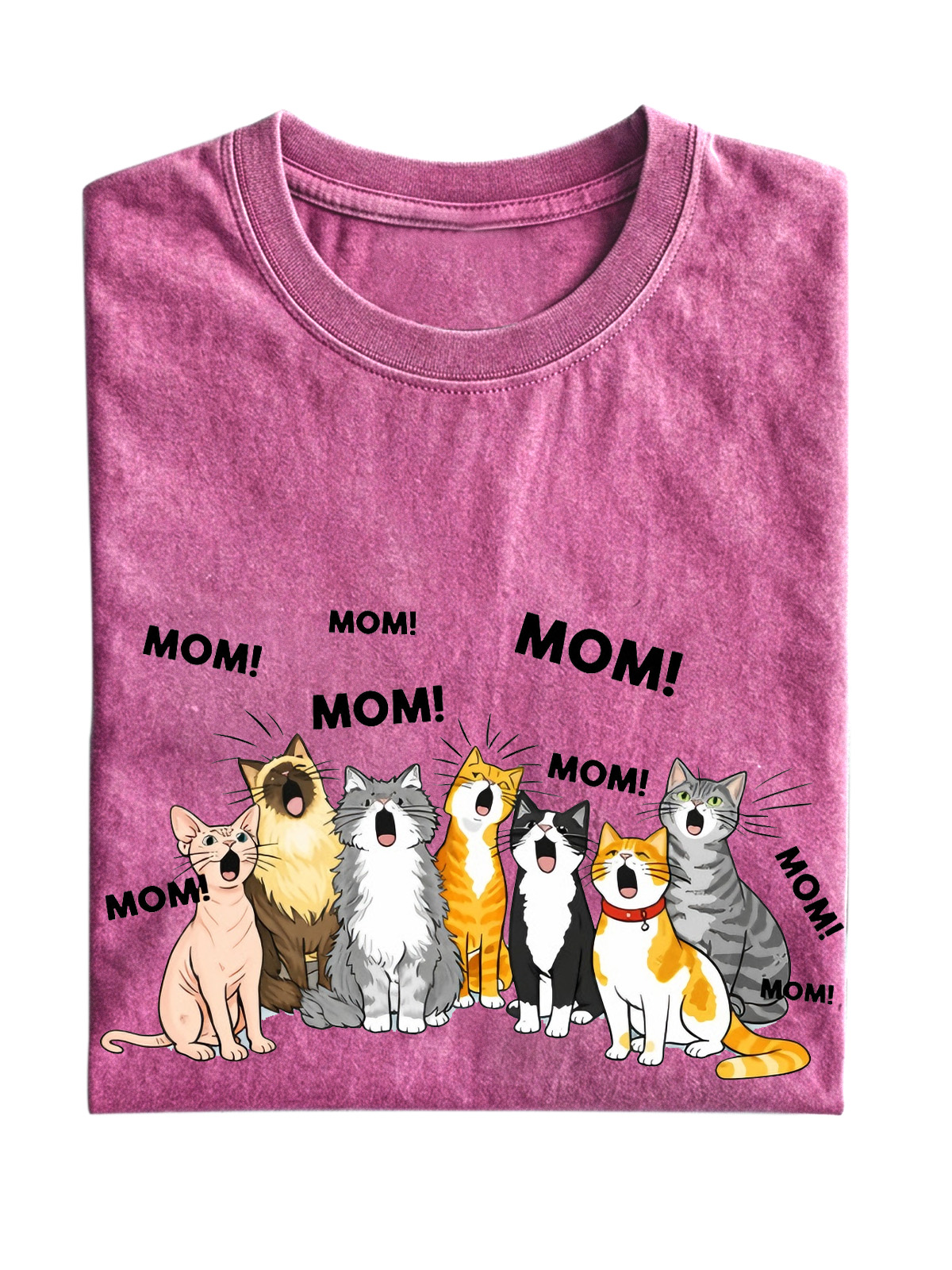 Mom mom mom Stylish Cat Cotton Short-sleeve T-shirt