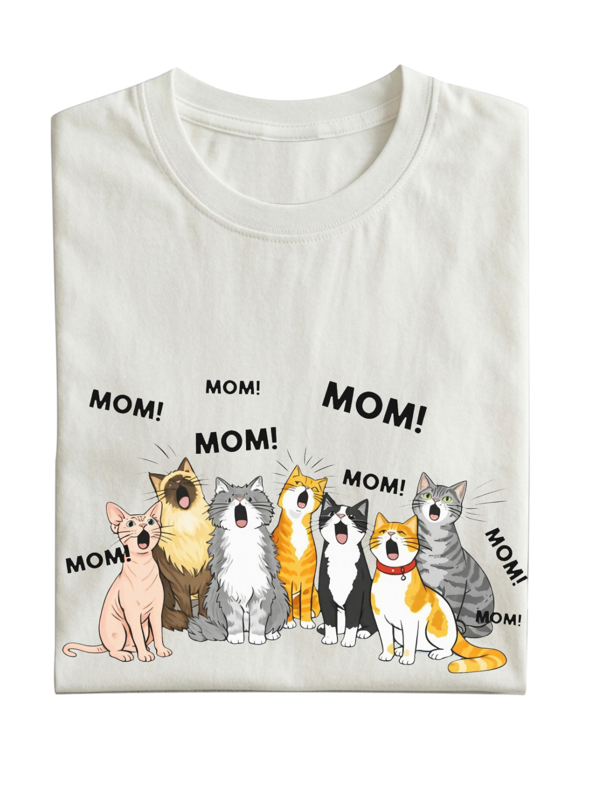 Mom mom mom Stylish Cat Cotton Short-sleeve T-shirt