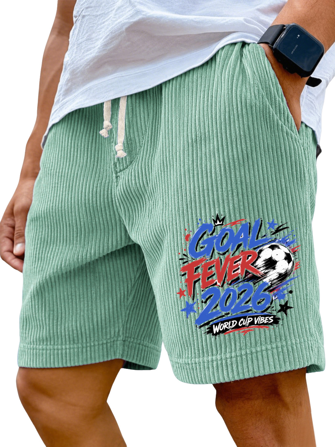 Men’s Corduroy Goal Fever Soccer Graphic Shorts