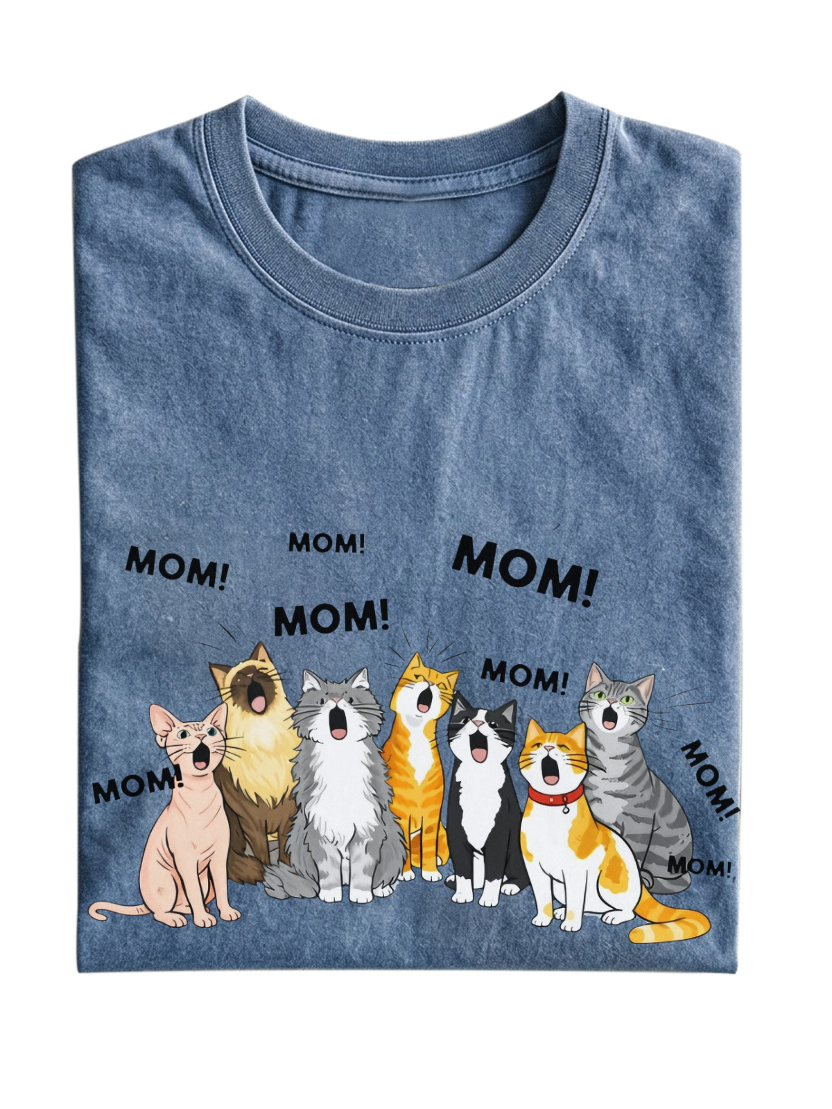 Mom mom mom Stylish Cat Cotton Short-sleeve T-shirt