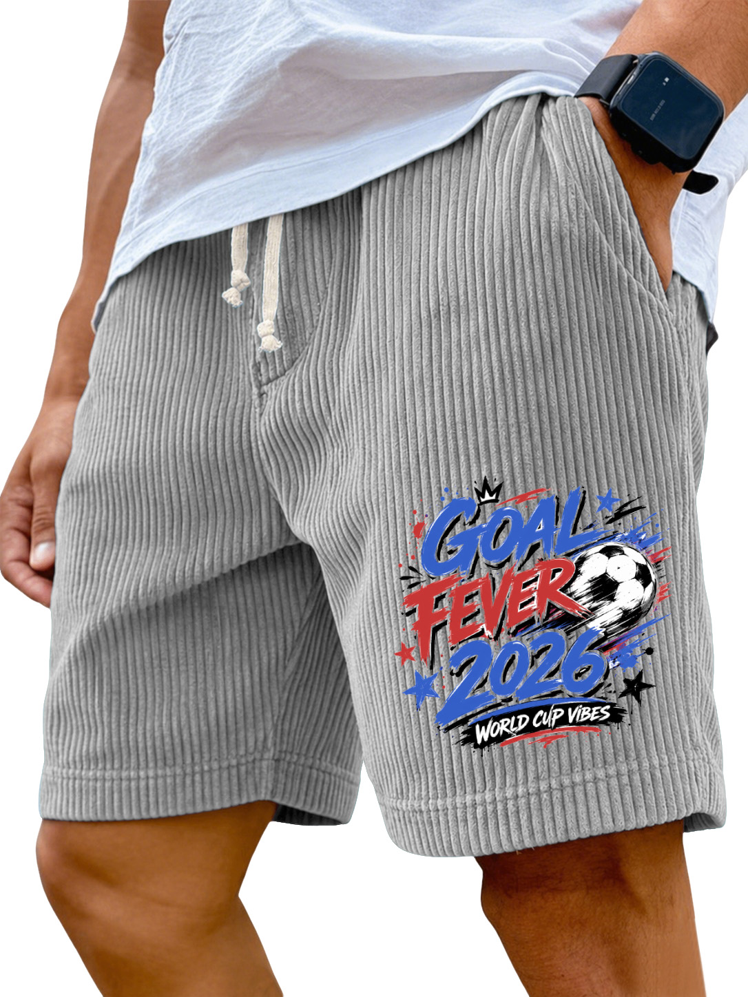 Men’s Corduroy Goal Fever Soccer Graphic Shorts