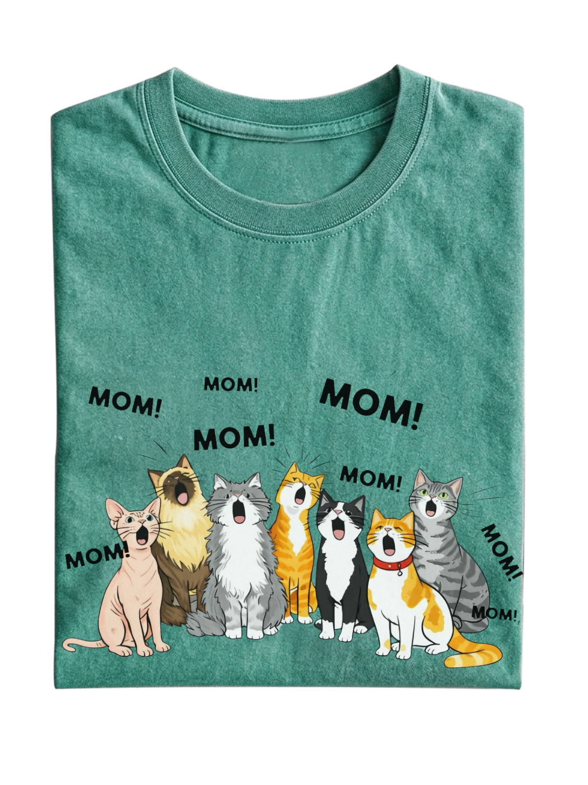 Mom mom mom Stylish Cat Cotton Short-sleeve T-shirt