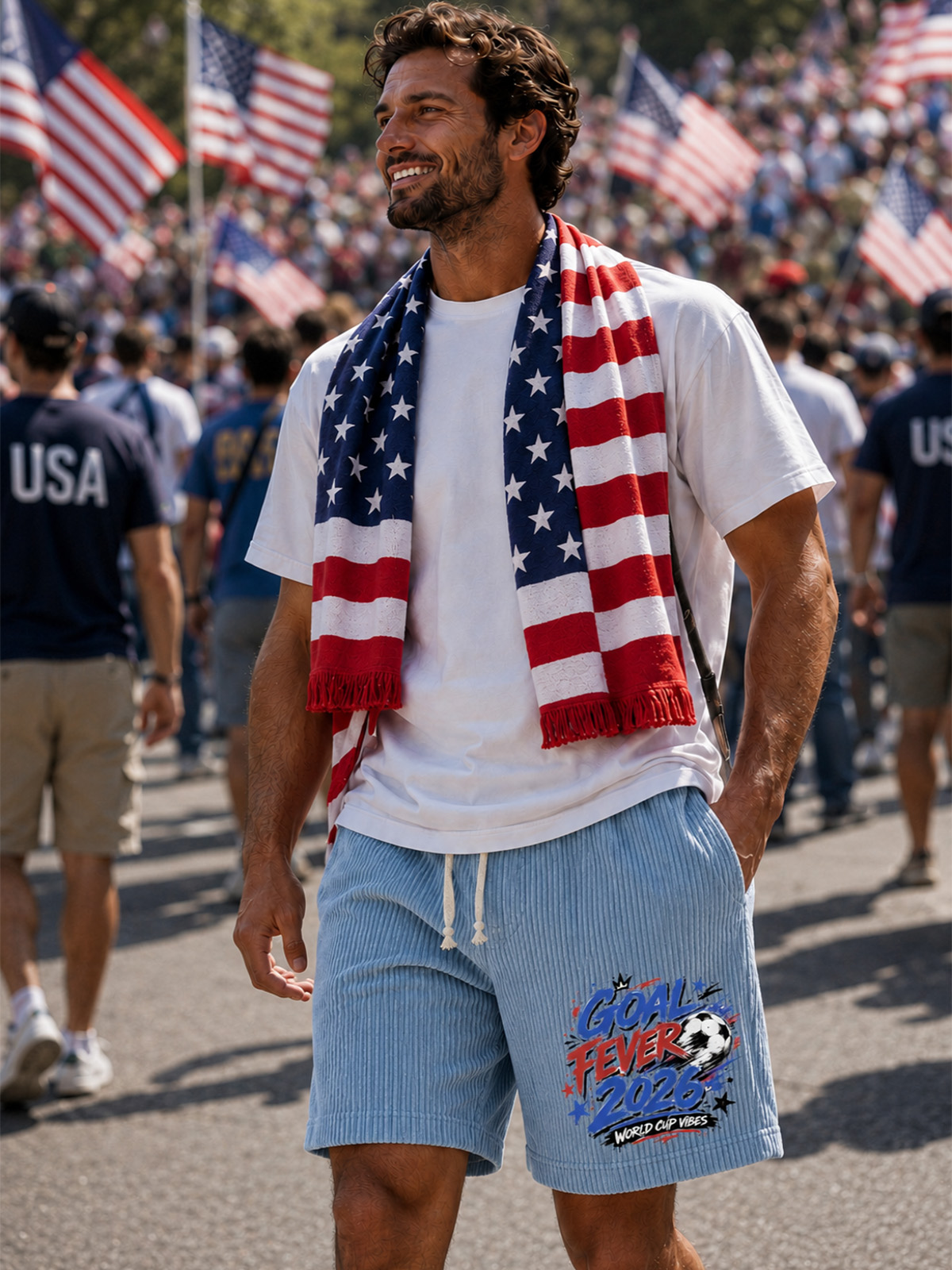 Men’s Corduroy Goal Fever Soccer Graphic Shorts