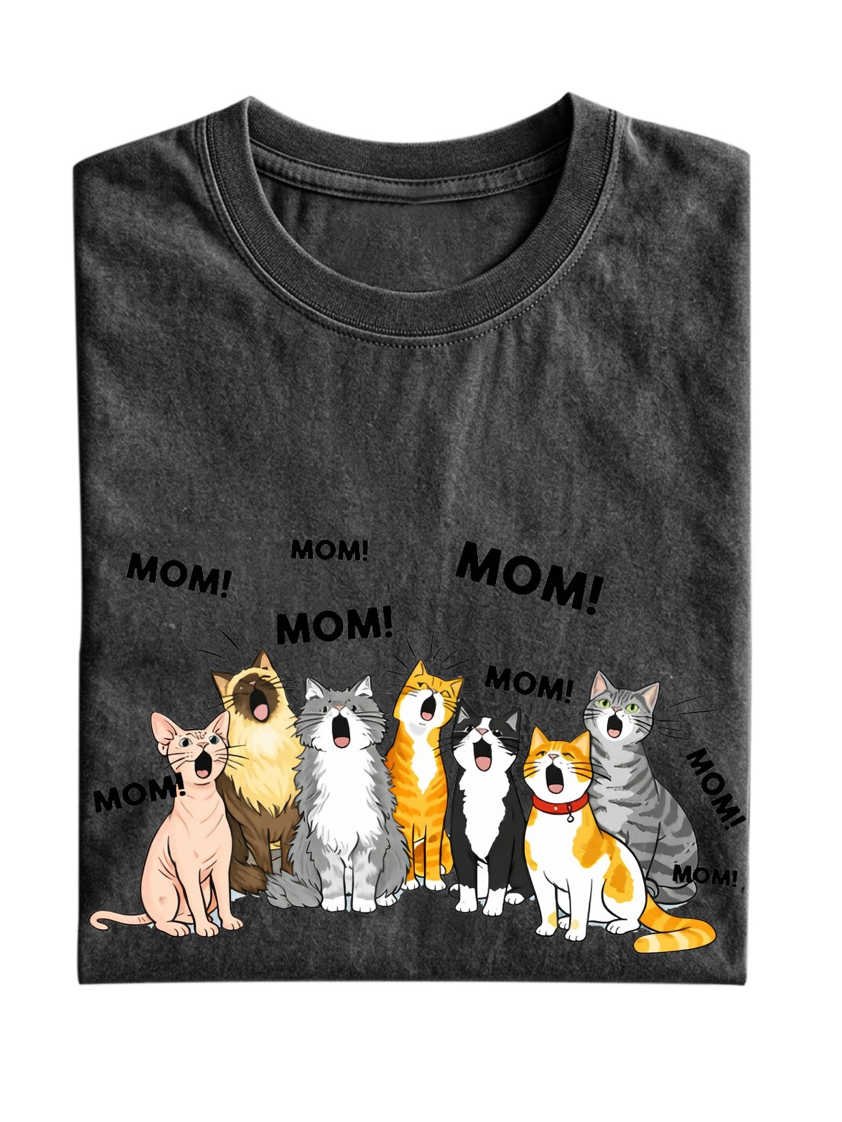 Mom mom mom Stylish Cat Cotton Short-sleeve T-shirt