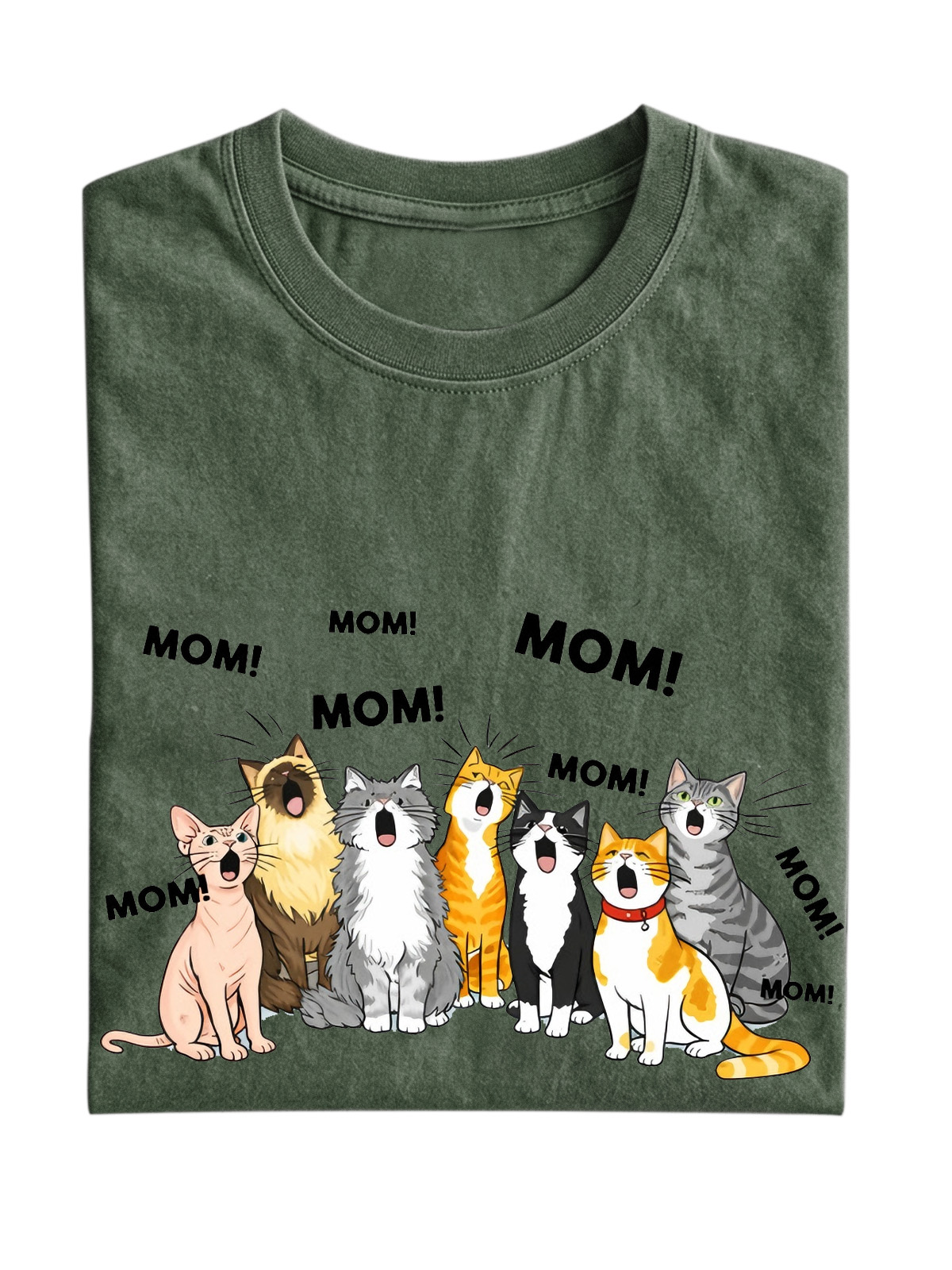 Mom mom mom Stylish Cat Cotton Short-sleeve T-shirt
