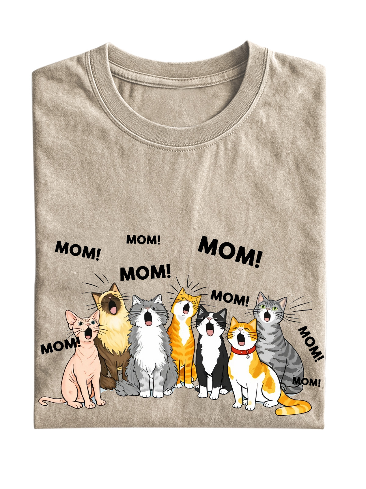 Mom mom mom Stylish Cat Cotton Short-sleeve T-shirt