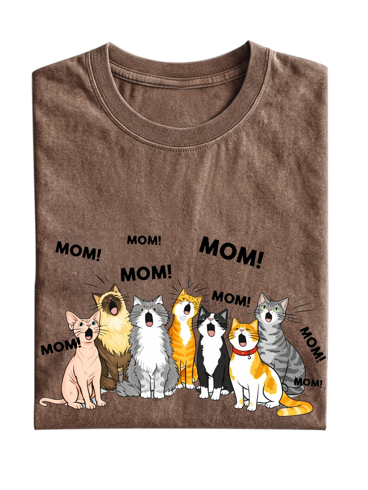 Mom mom mom Stylish Cat Cotton Short-sleeve T-shirt