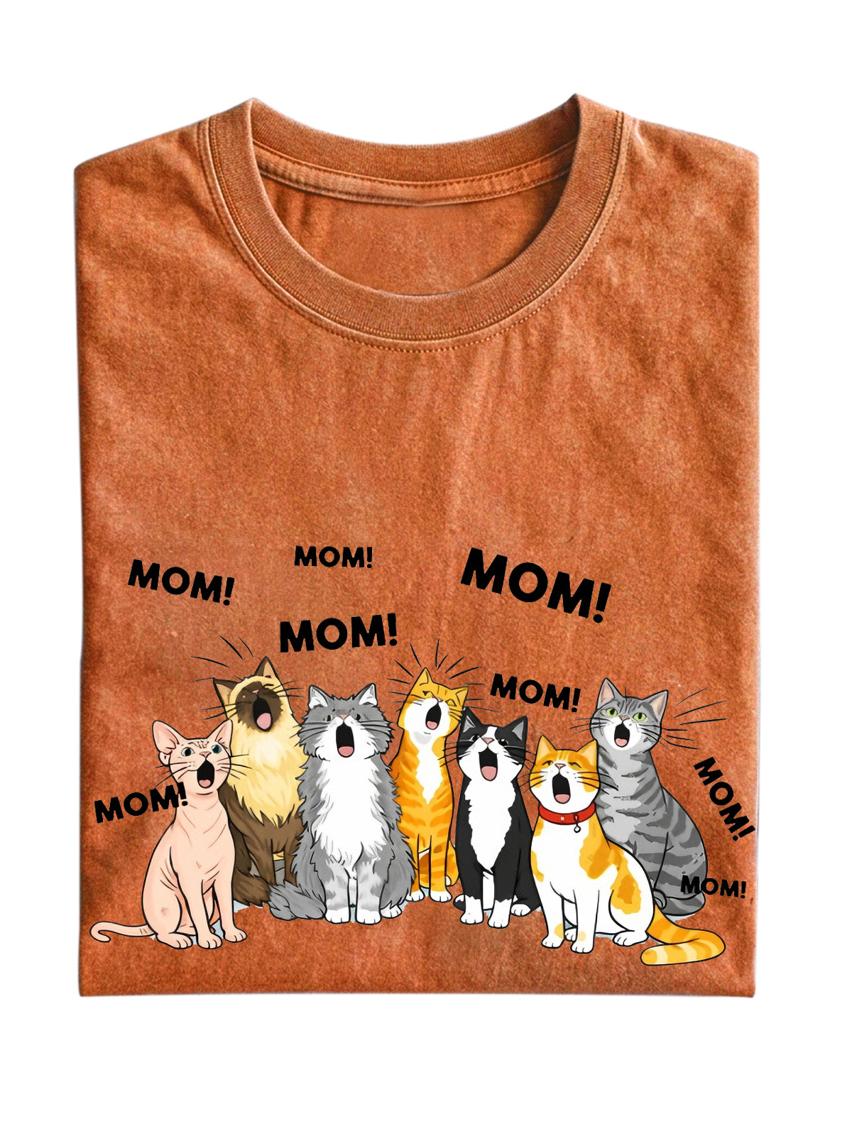 Mom mom mom Stylish Cat Cotton Short-sleeve T-shirt