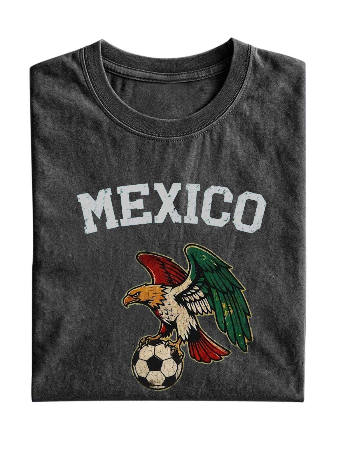 World Cup Mexico Printed Washed Cotton Short-sleeved T-shirt