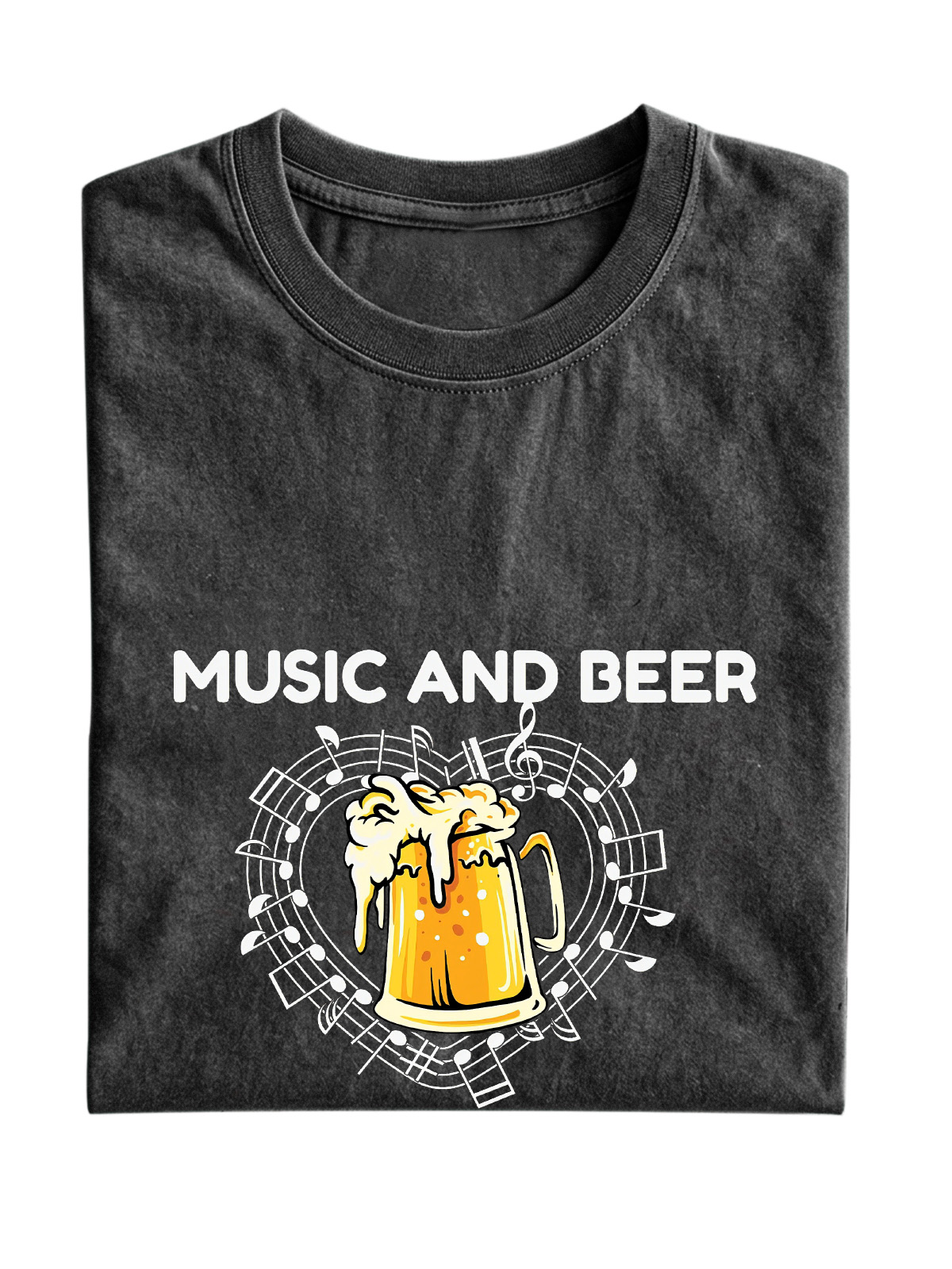 Music And Beer Printed Short-sleeve T-shirt