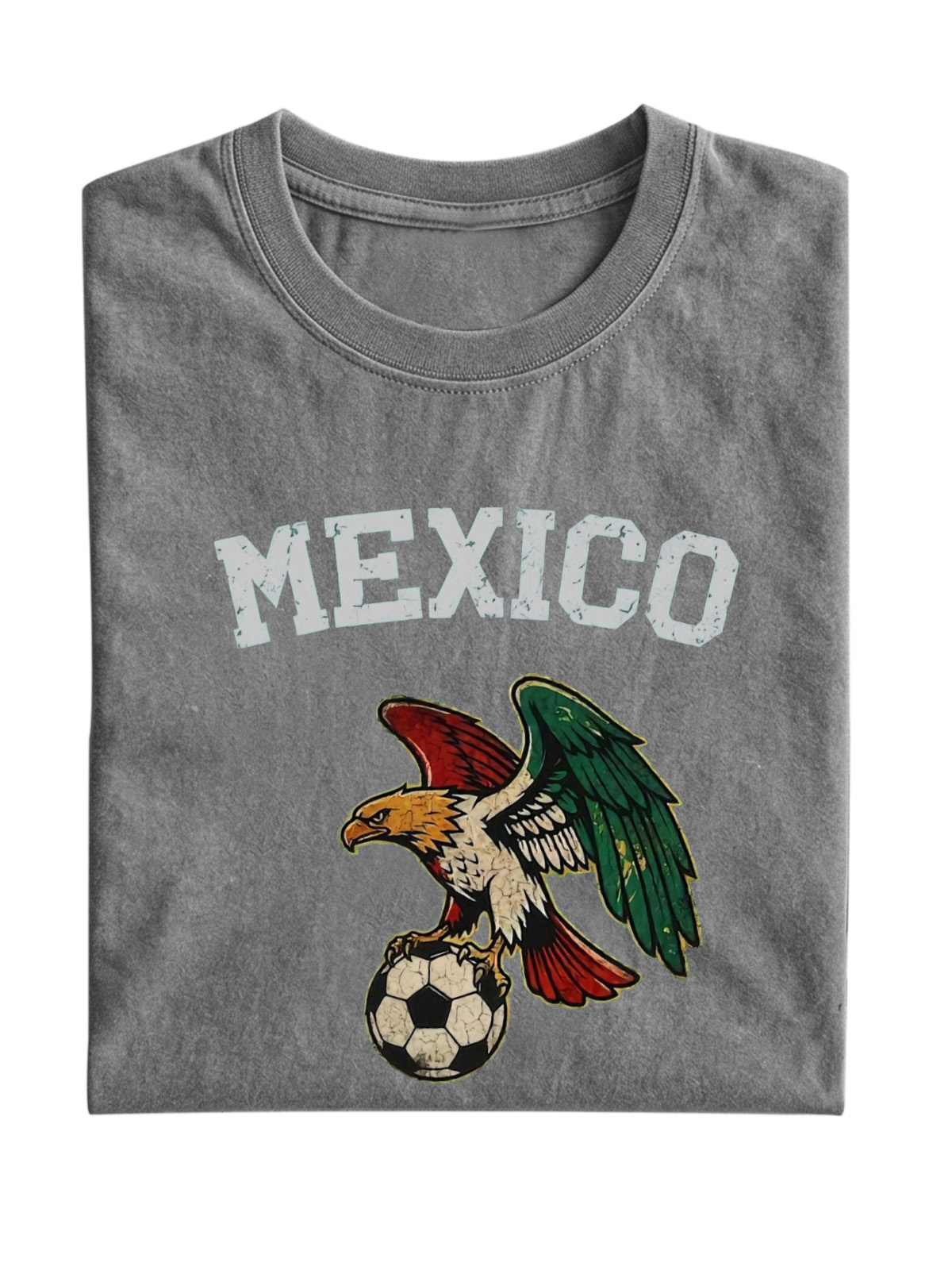 World Cup Mexico Printed Washed Cotton Short-sleeved T-shirt