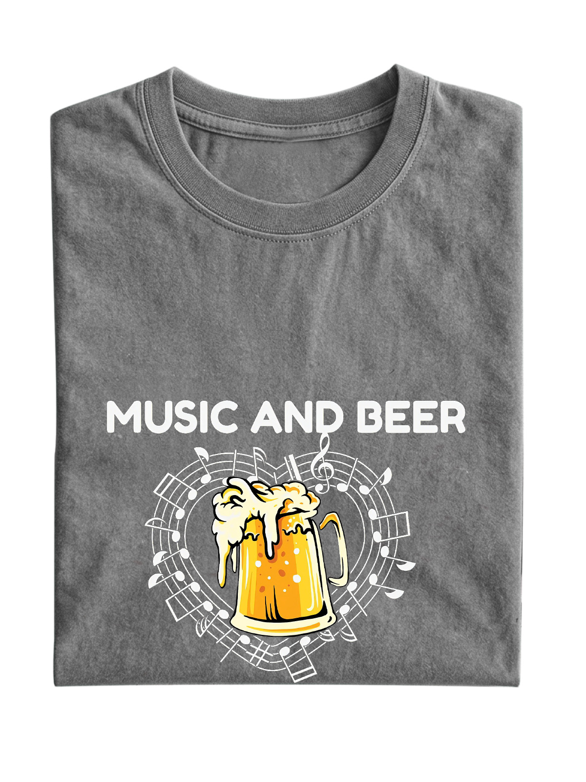 Music And Beer Printed Short-sleeve T-shirt