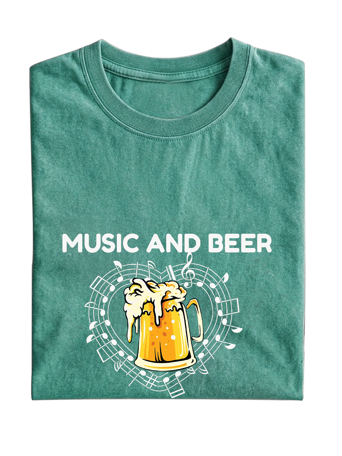 Music And Beer Printed Short-sleeve T-shirt