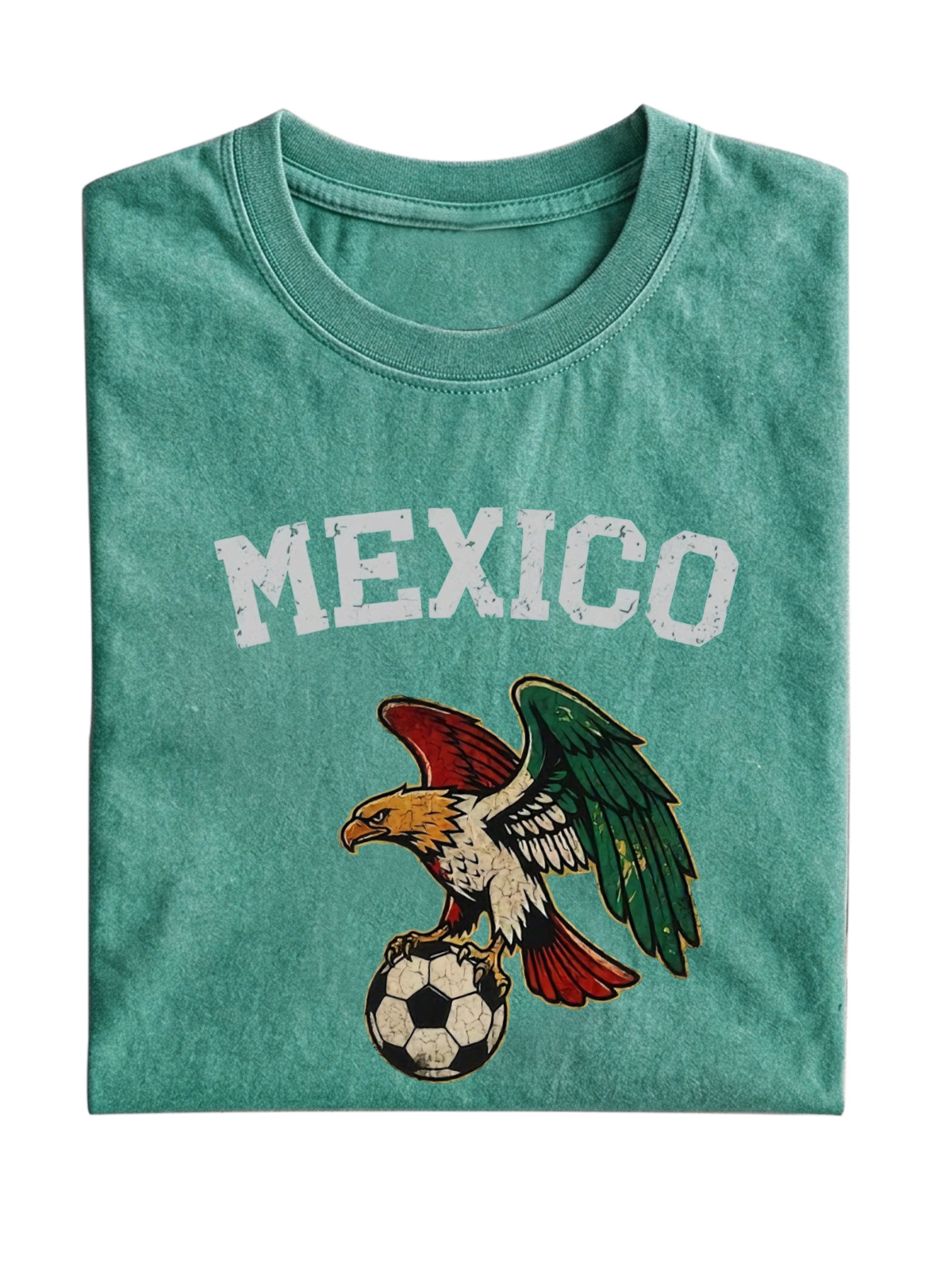 World Cup Mexico Printed Washed Cotton Short-sleeved T-shirt