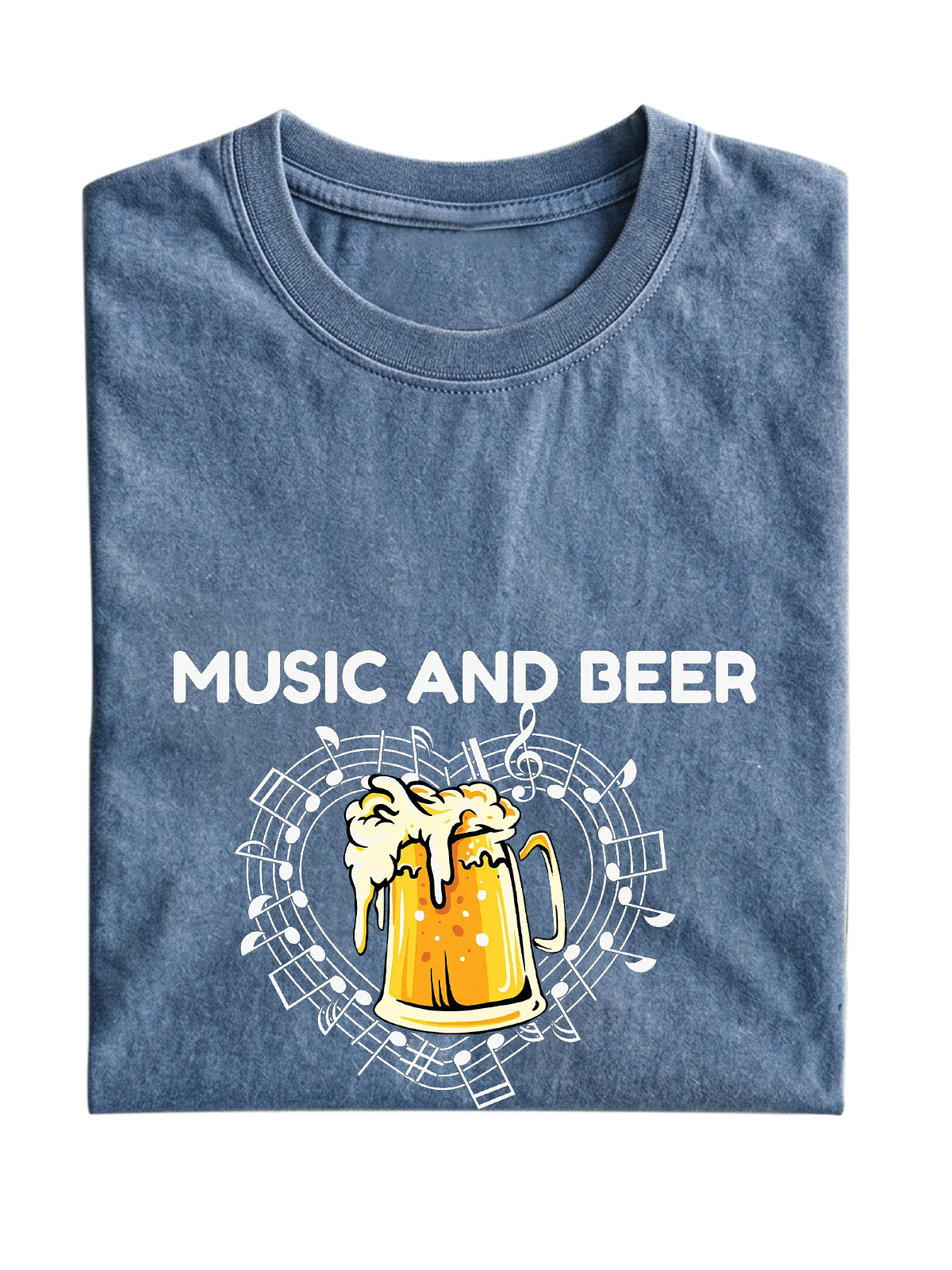 Music And Beer Printed Short-sleeve T-shirt