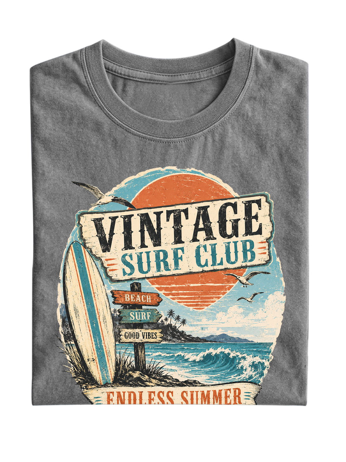 Men’s Oversized T-Shirt with Vintage Surf Club Endless Summer Graphic