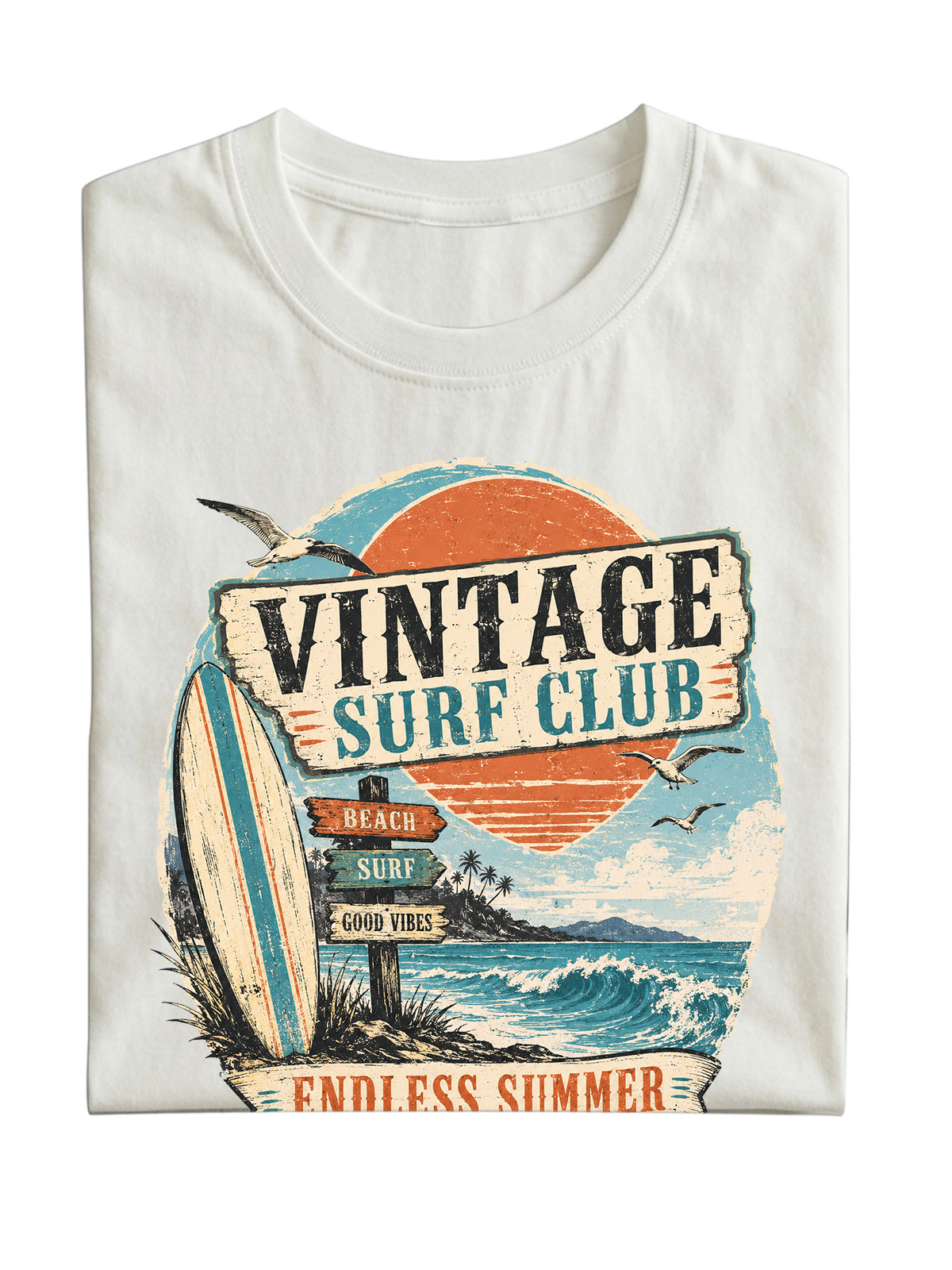 Men’s Oversized T-Shirt with Vintage Surf Club Endless Summer Graphic