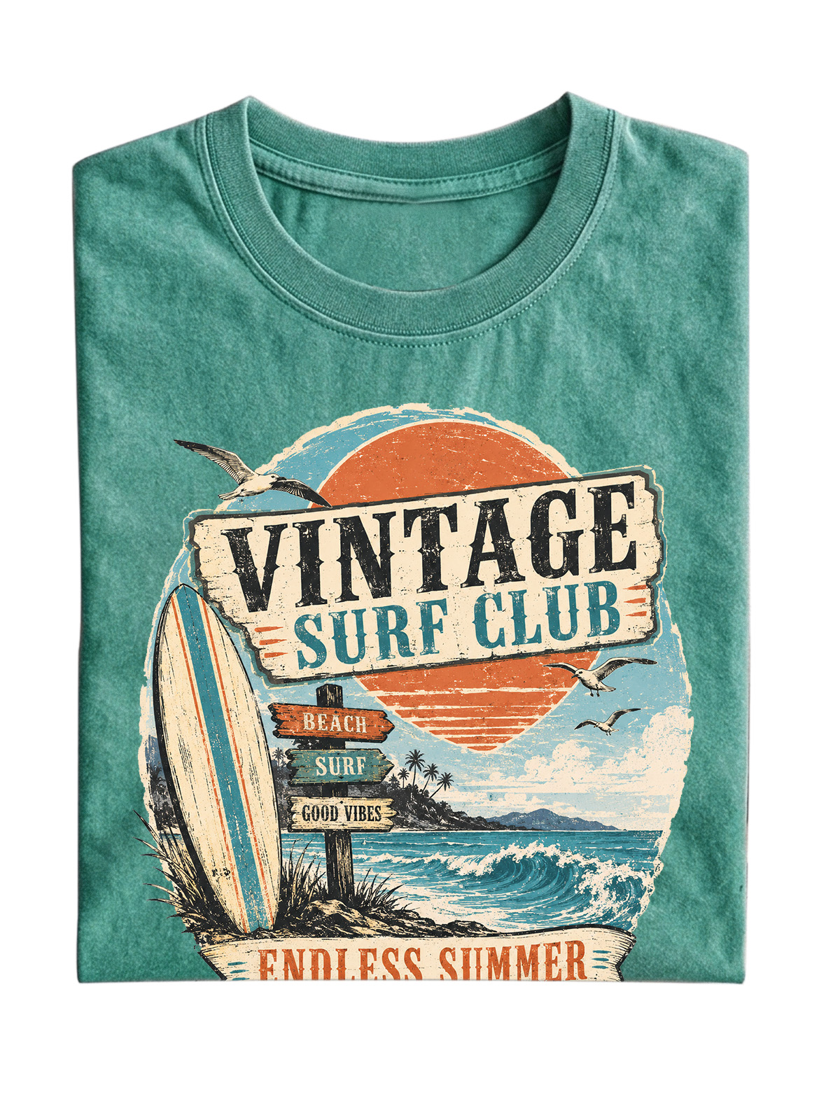 Men’s Oversized T-Shirt with Vintage Surf Club Endless Summer Graphic