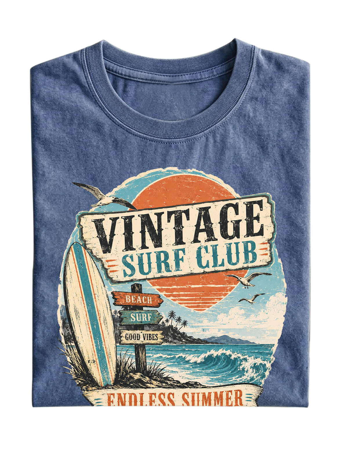 Men’s Oversized T-Shirt with Vintage Surf Club Endless Summer Graphic