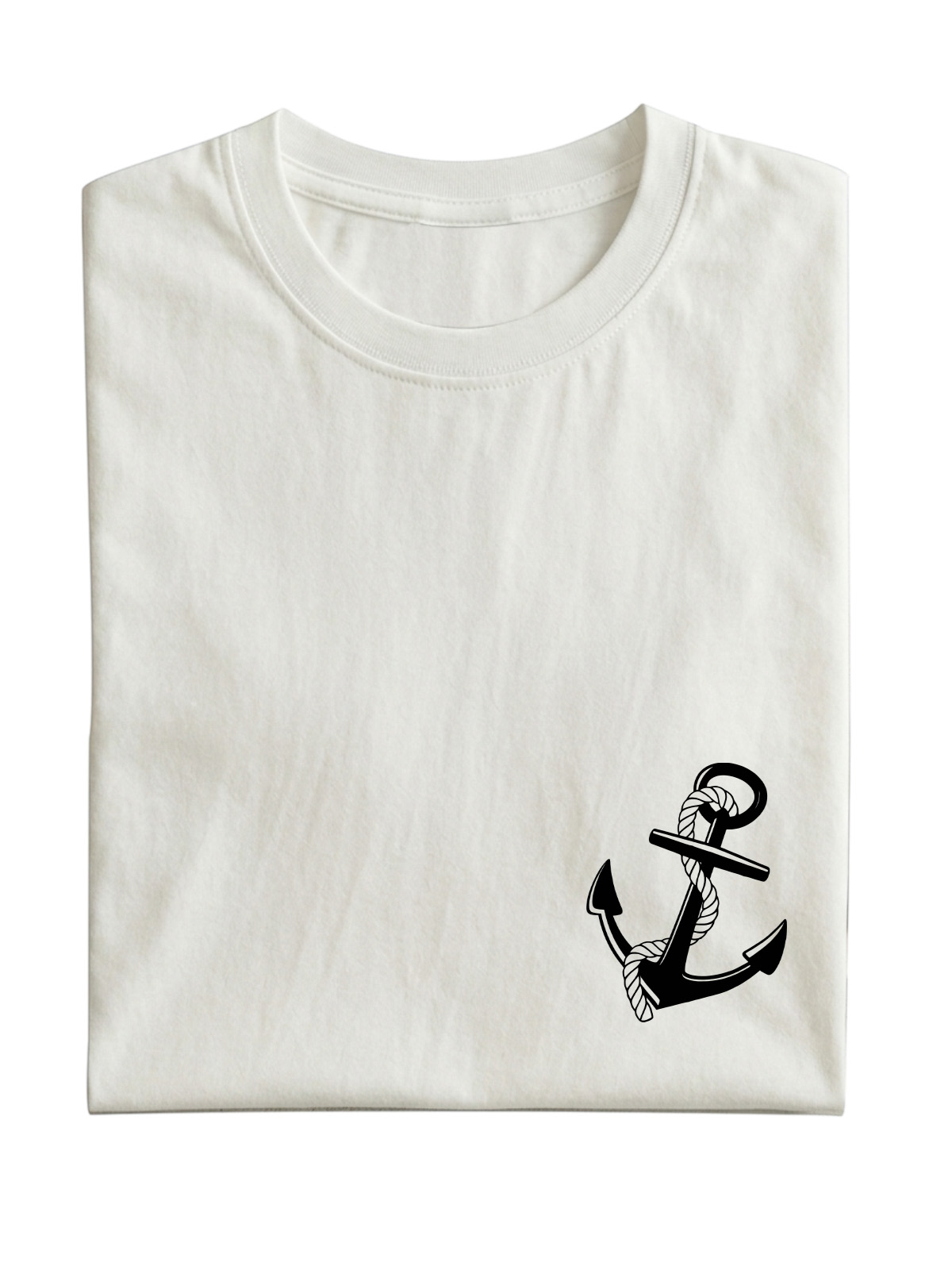 Simple Anchor Print Cotton Short-sleeved T-shirt