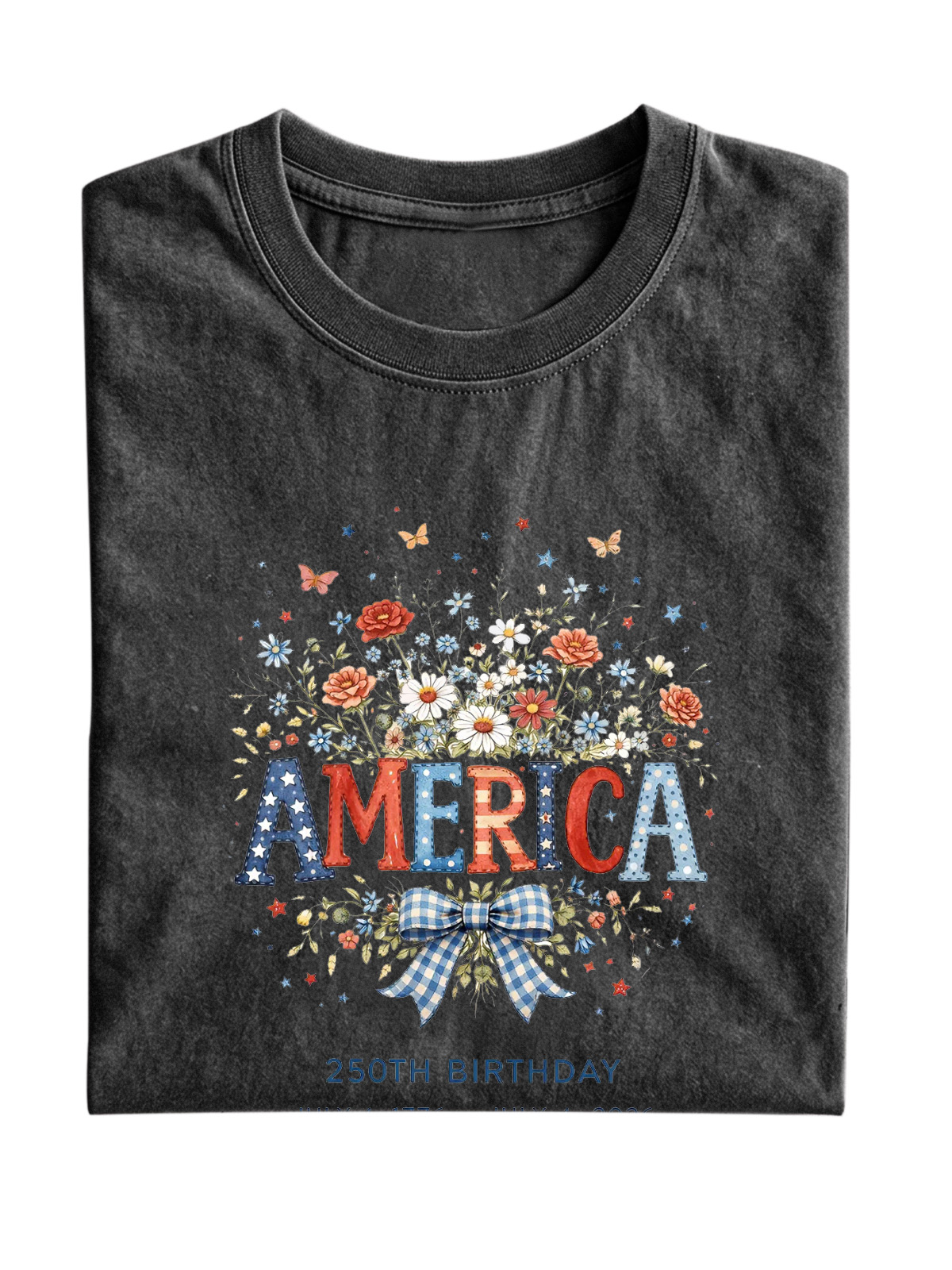 America Flowers Cotton Short-sleeve T-shirt