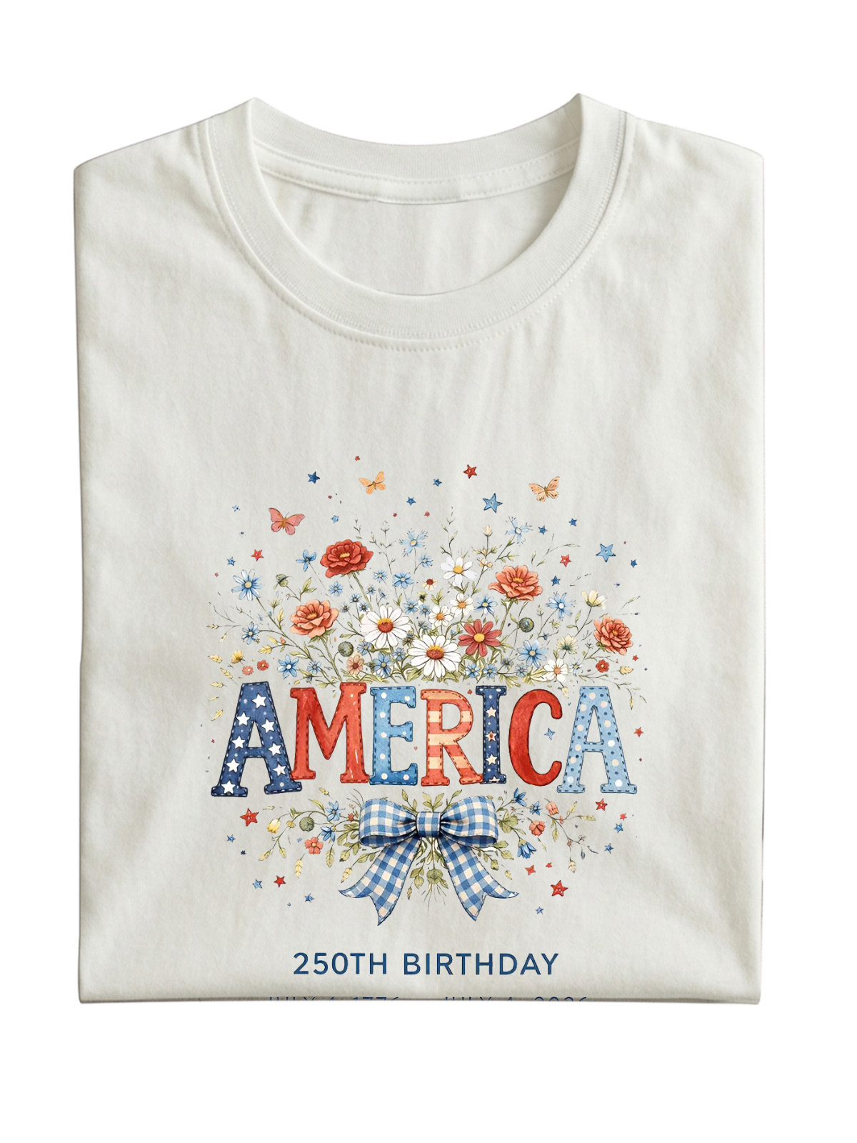 America Flowers Cotton Short-sleeve T-shirt