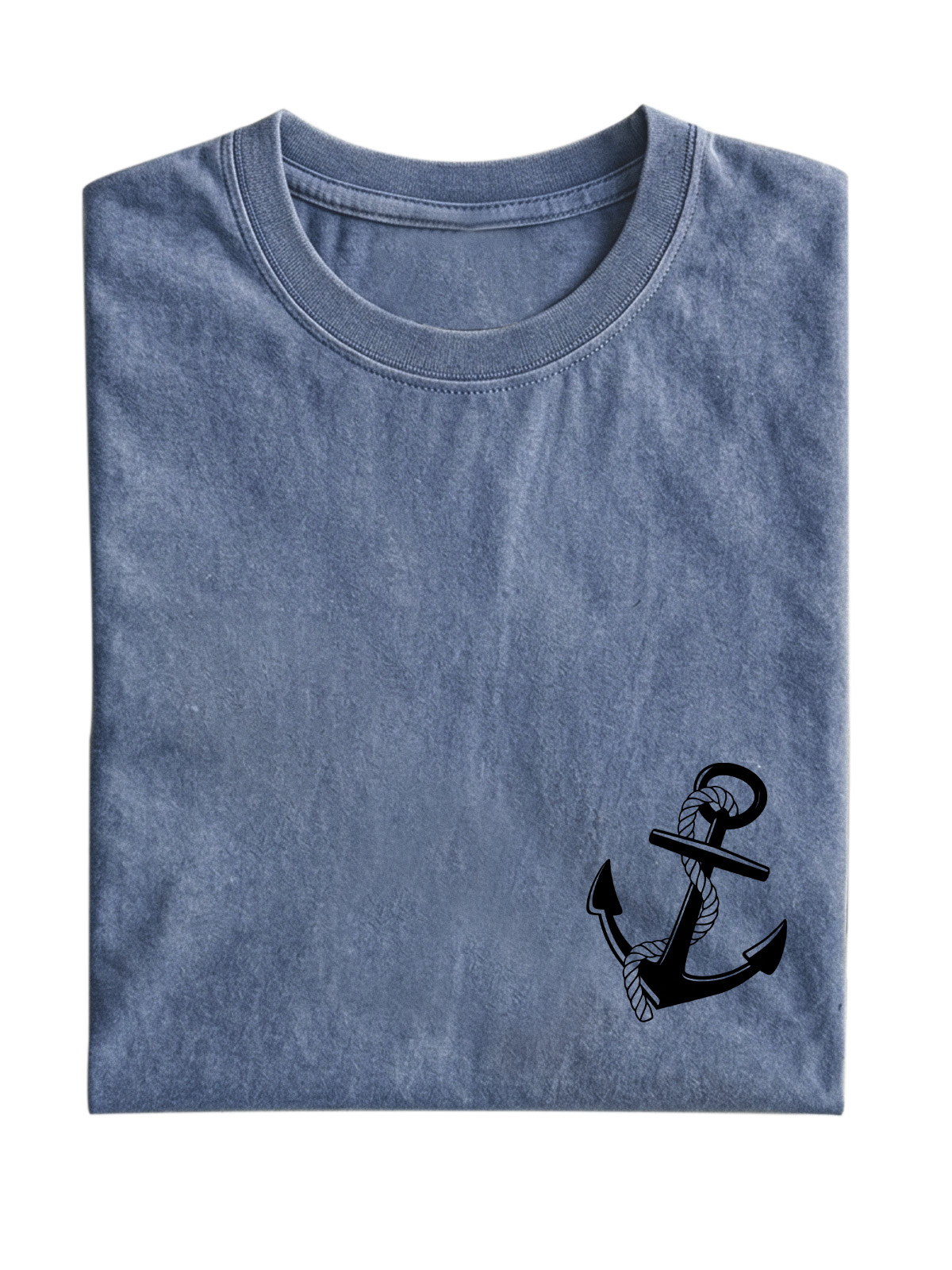 Simple Anchor Print Cotton Short-sleeved T-shirt