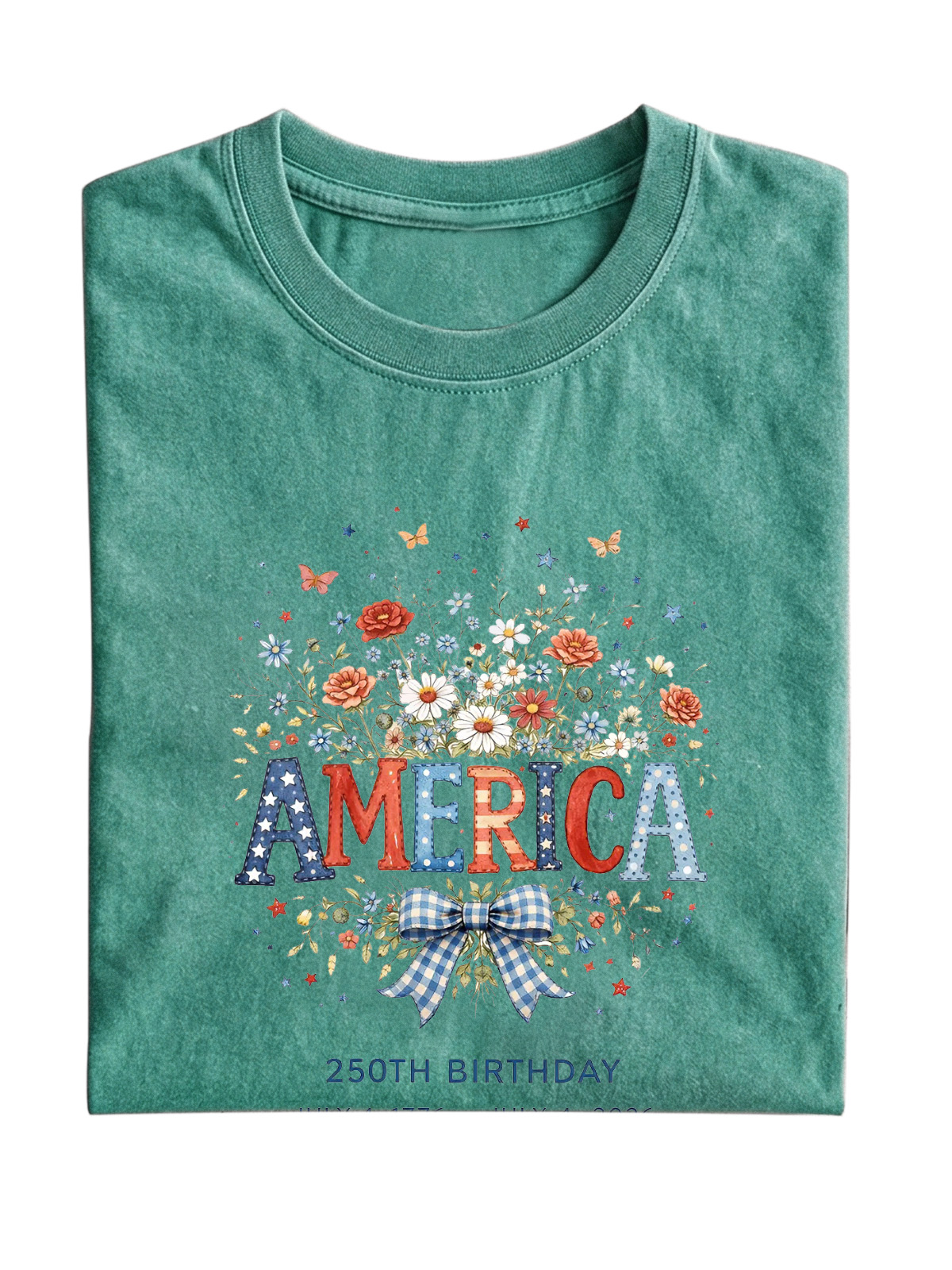 America Flowers Cotton Short-sleeve T-shirt