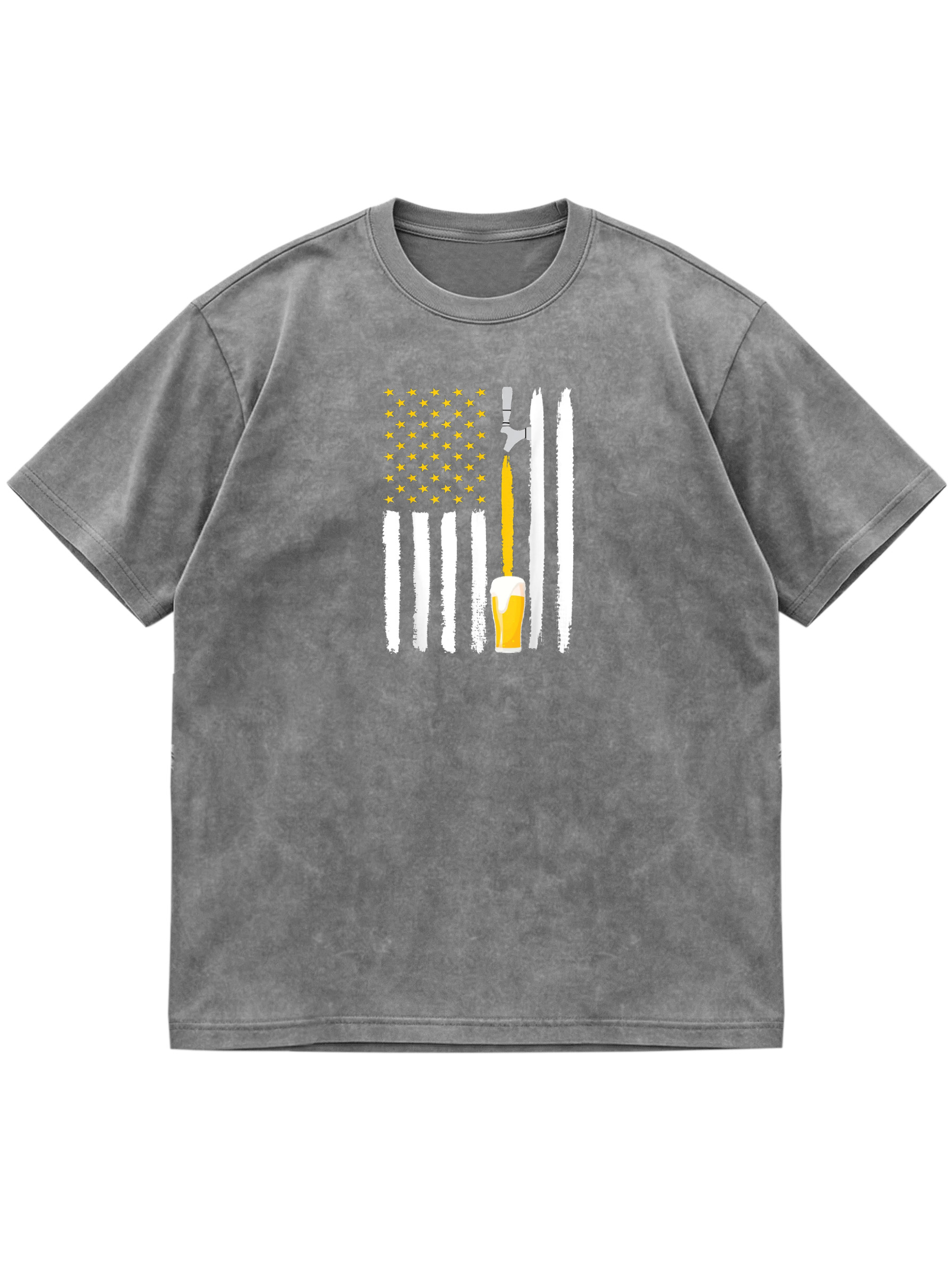Fun Beer American Flag Cotton Short Sleeve Tee