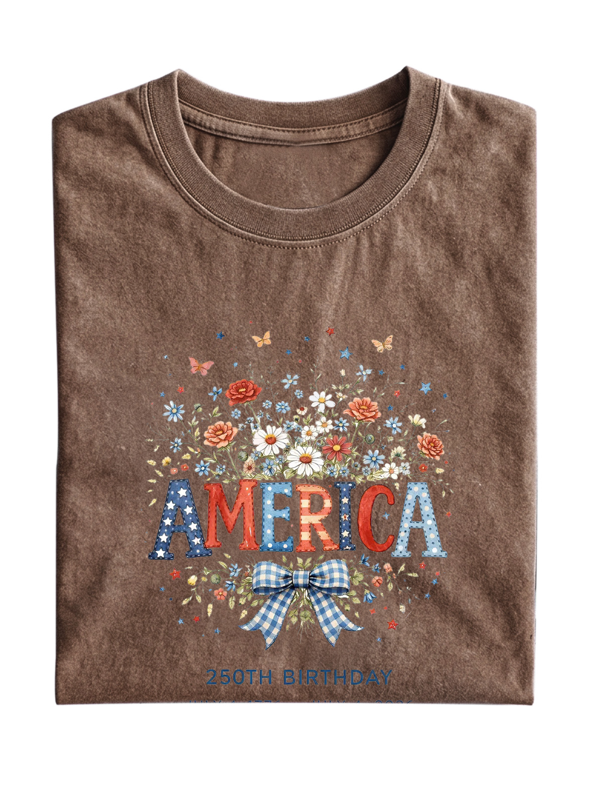 America Flowers Cotton Short-sleeve T-shirt