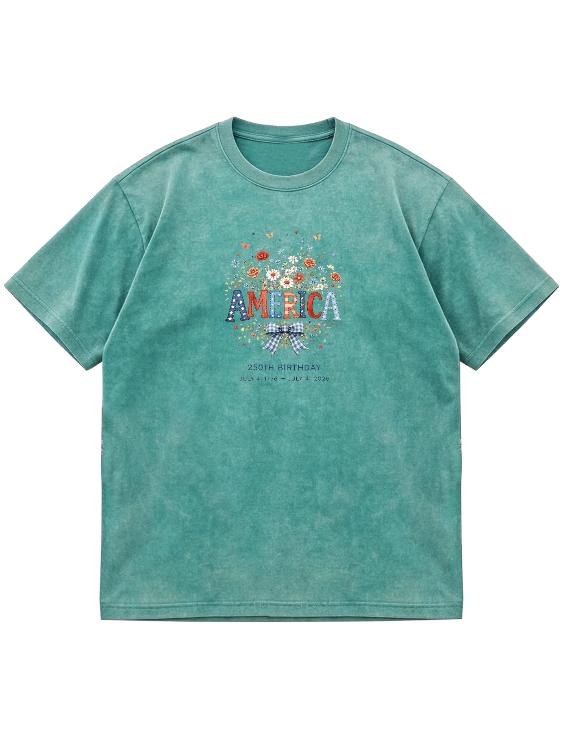 America Flowers Cotton Short-sleeve T-shirt