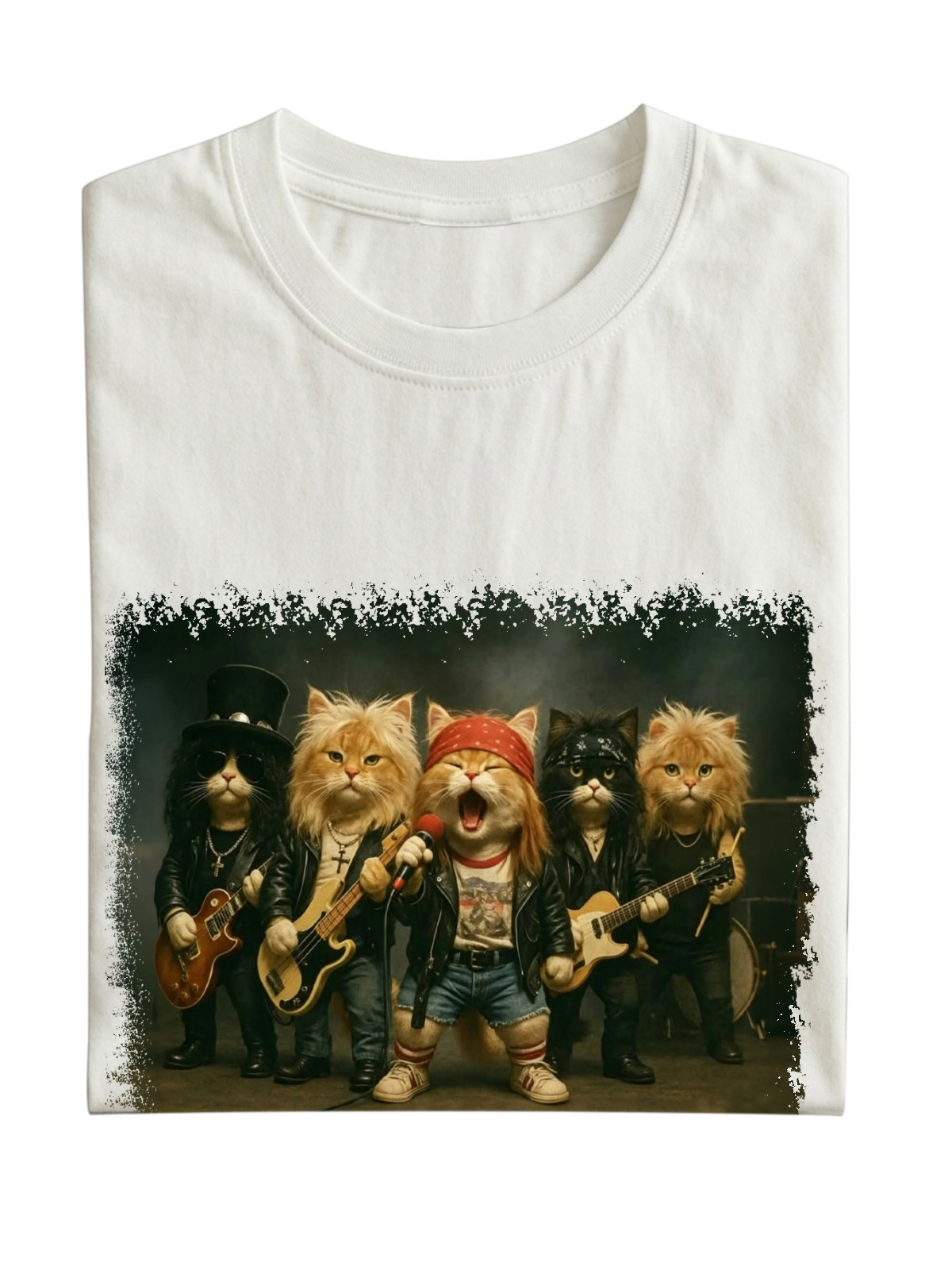 Cat Rock Band Cotton T-shirt