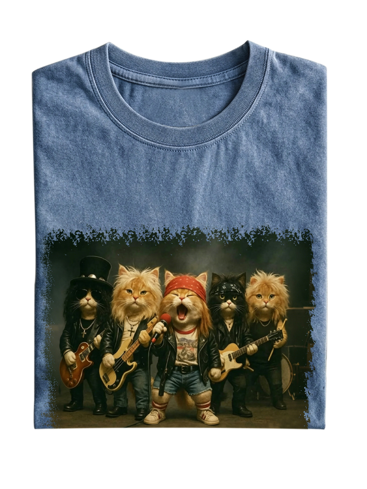 Cat Rock Band Cotton T-shirt