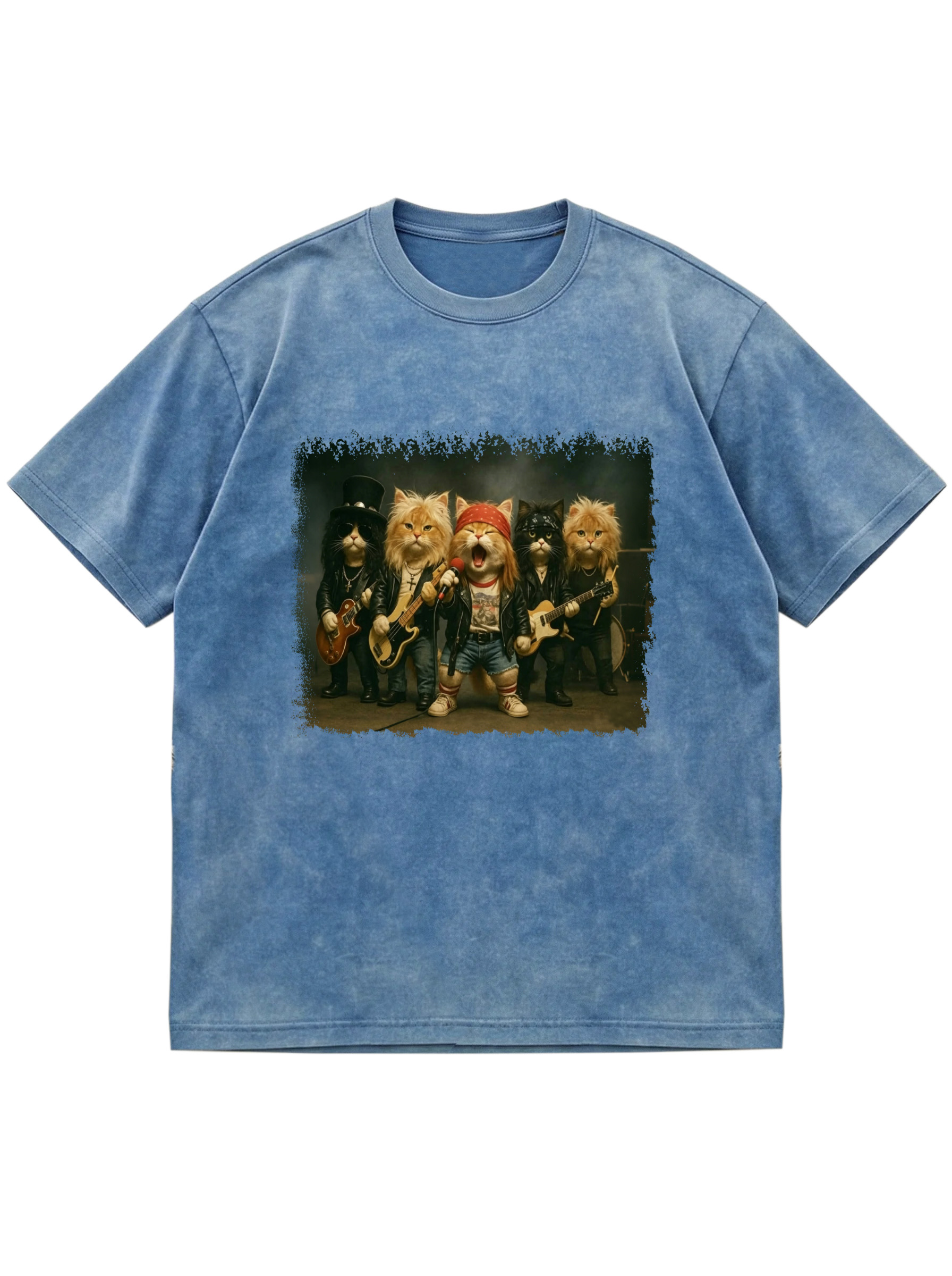 Cat Rock Band Cotton T-shirt