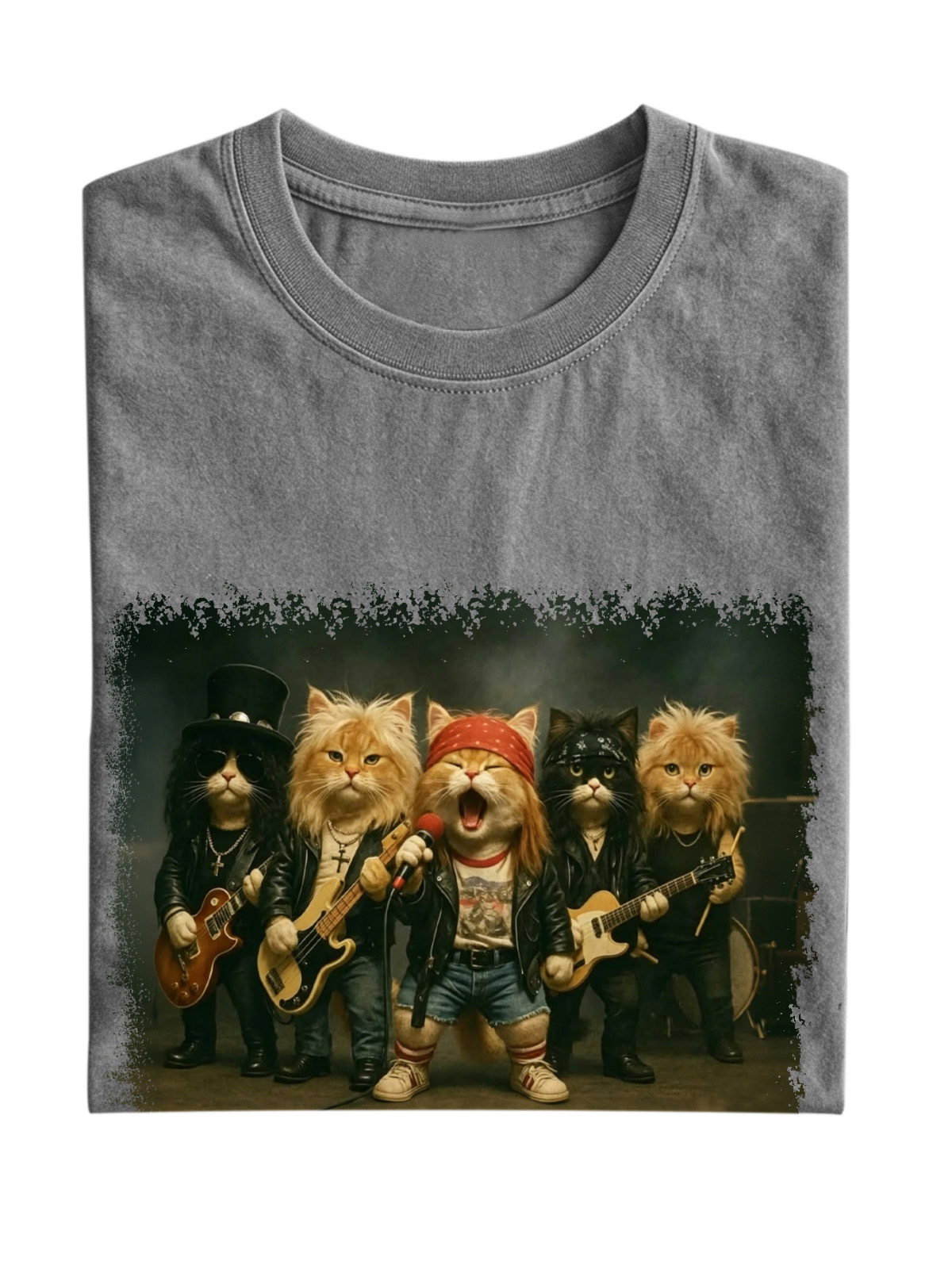 Cat Rock Band Cotton T-shirt