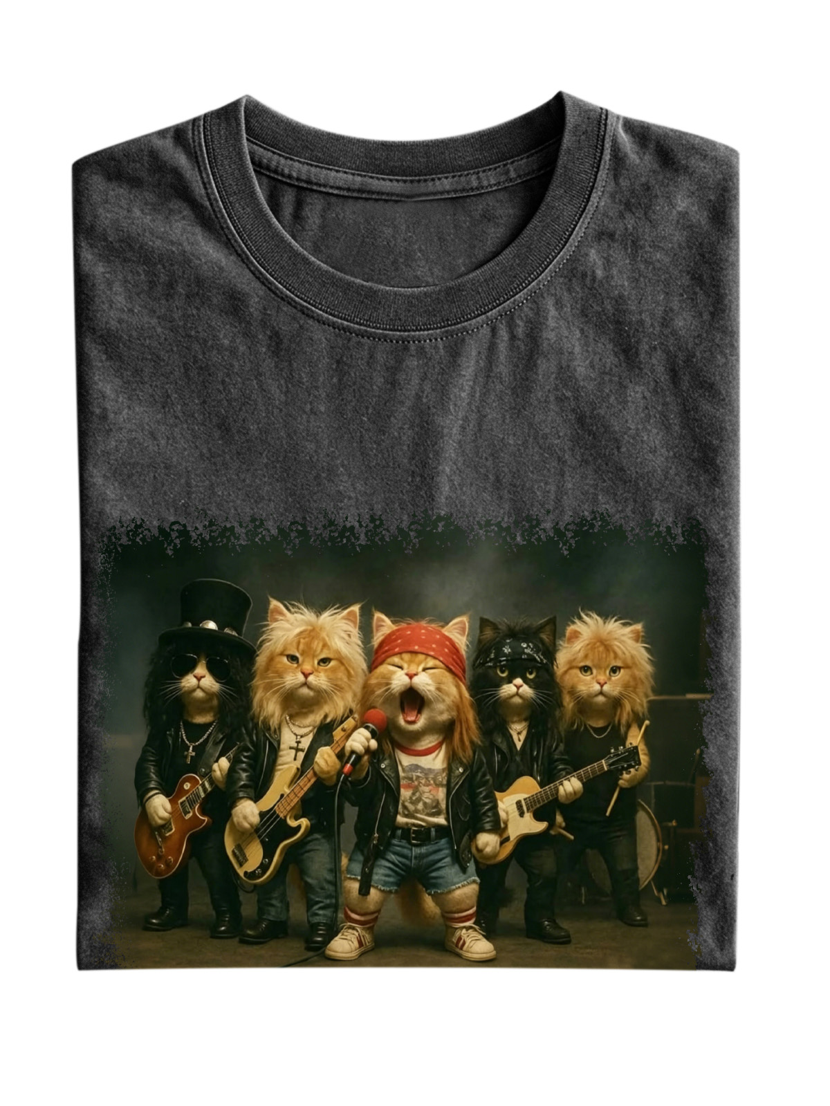 Cat Rock Band Cotton T-shirt