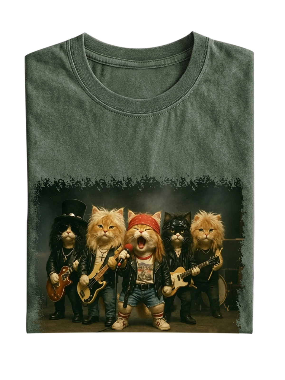Cat Rock Band Cotton T-shirt