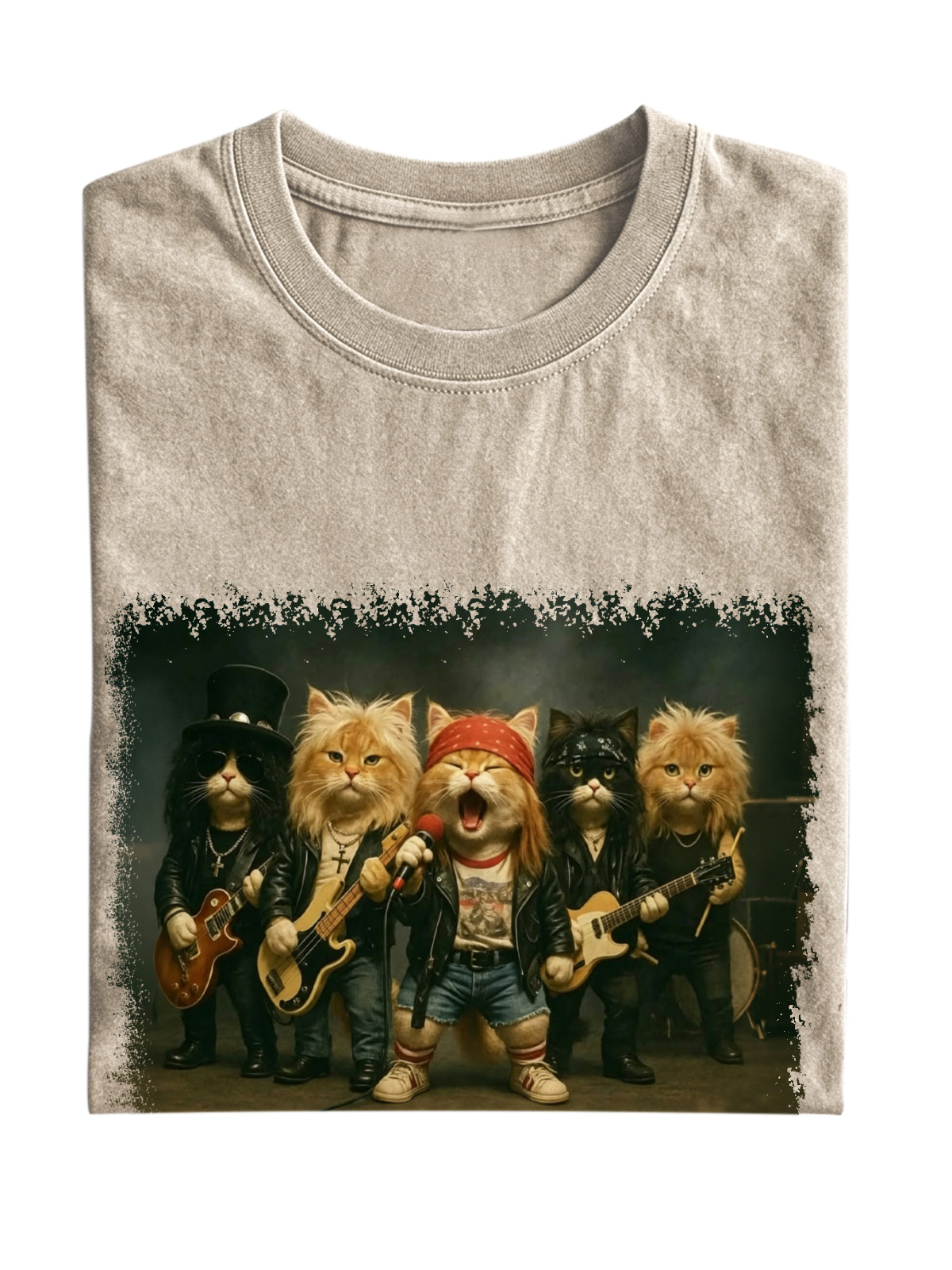 Cat Rock Band Cotton T-shirt