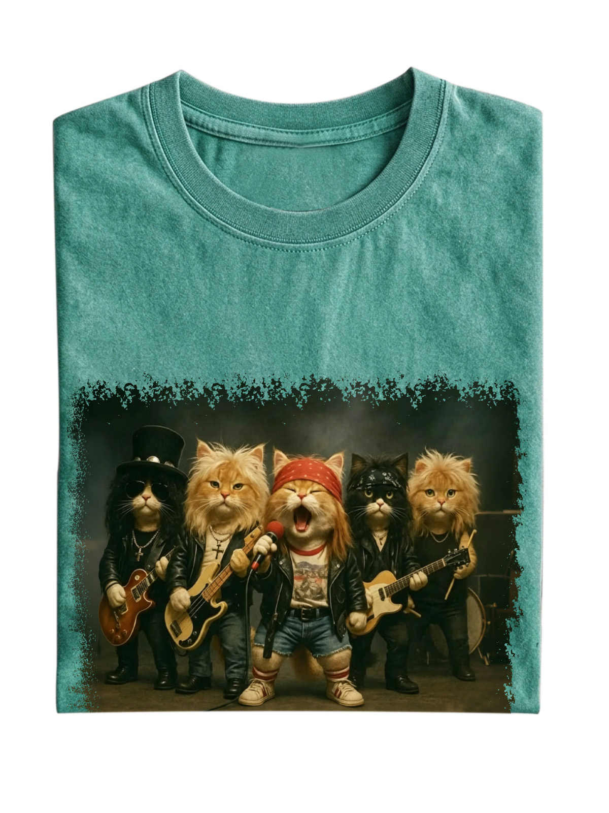 Cat Rock Band Cotton T-shirt