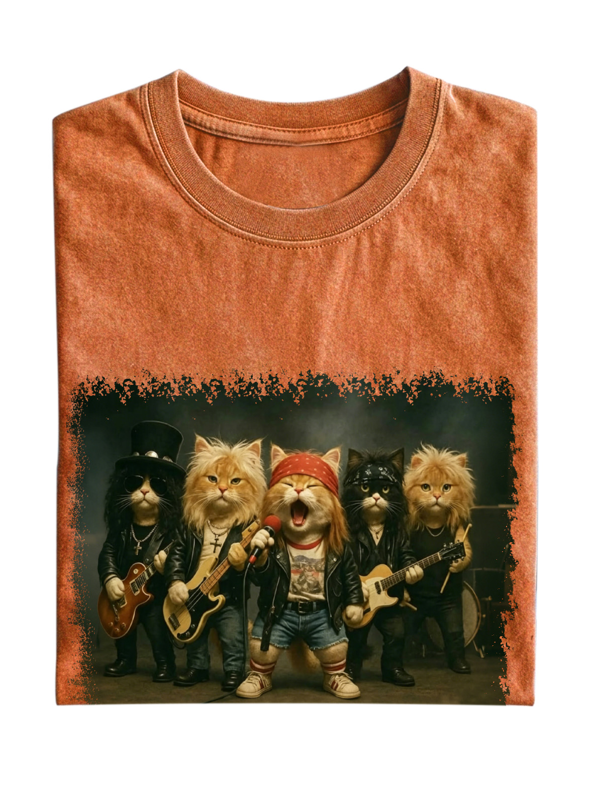 Cat Rock Band Cotton T-shirt