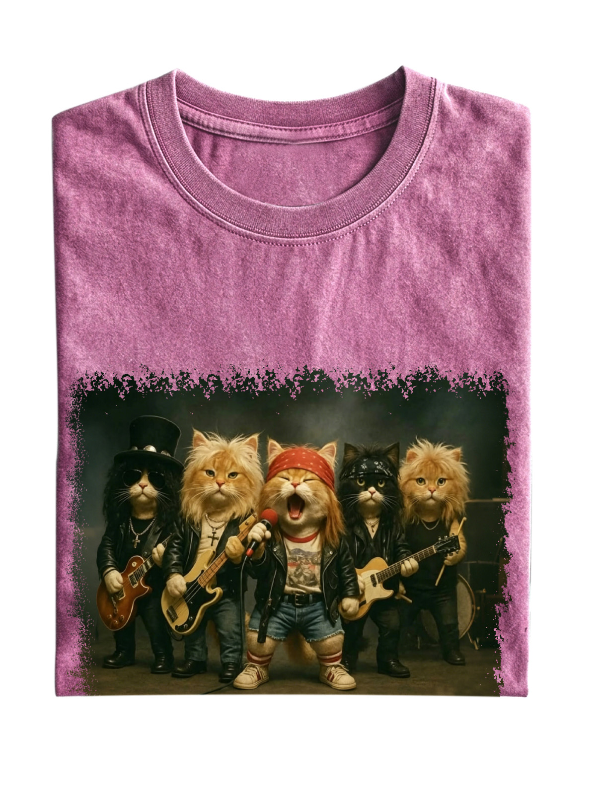 Cat Rock Band Cotton T-shirt