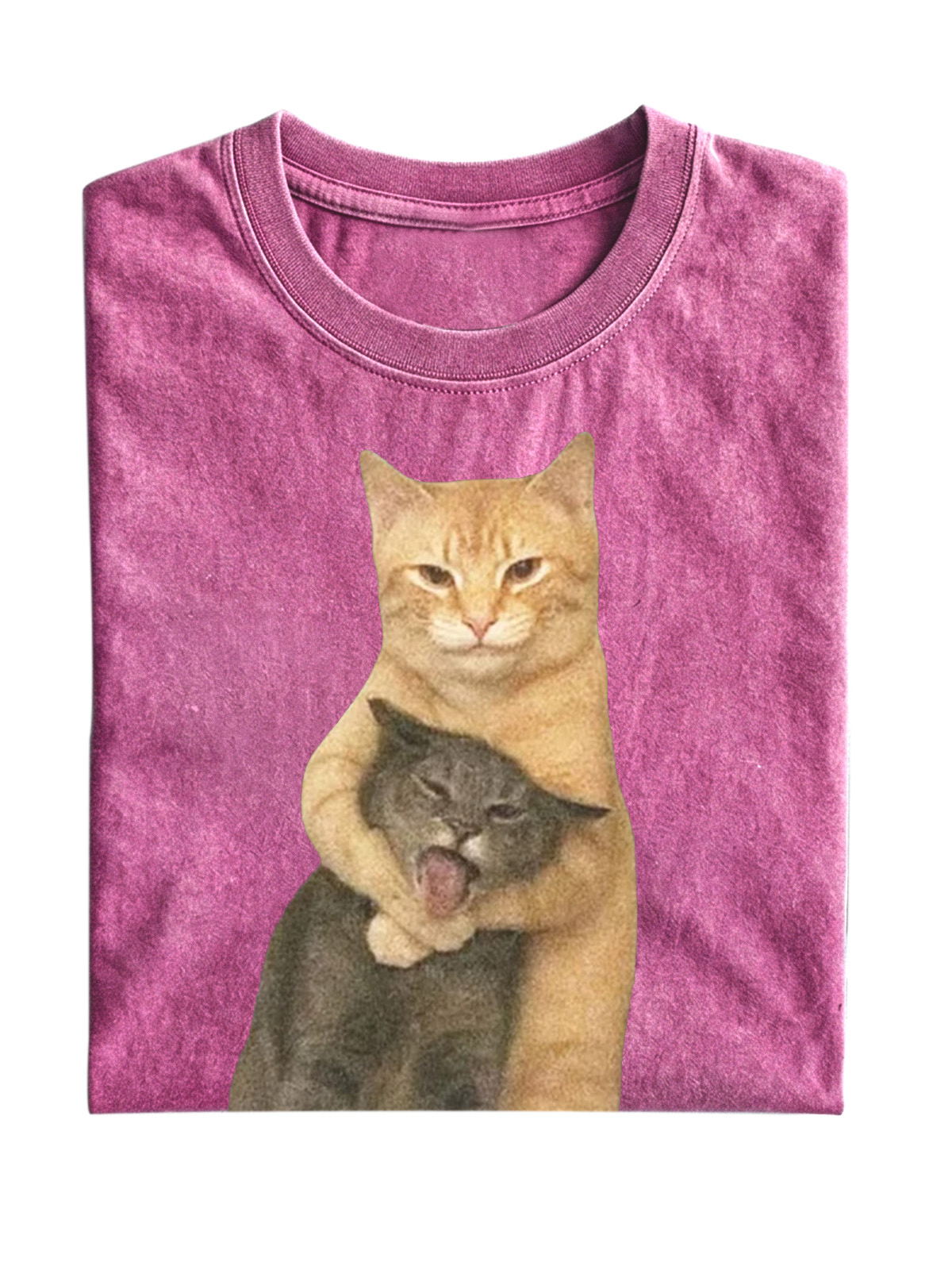 Wacky Cat Meme Cotton Short-sleeve T-shirt